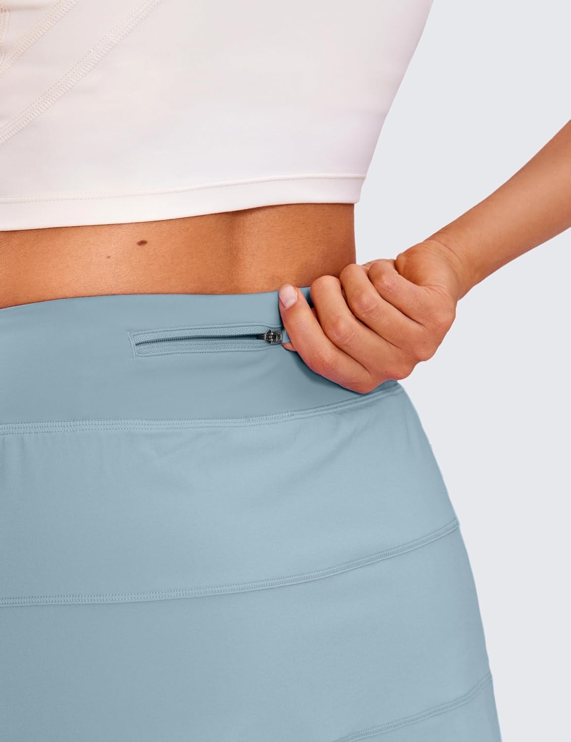 image:imageCRZ YOGA High Waisted A line Golf Skirts for Women Mini Lined Tennis Casual Work Skorts with 3 PocketsLight Grayish Blue