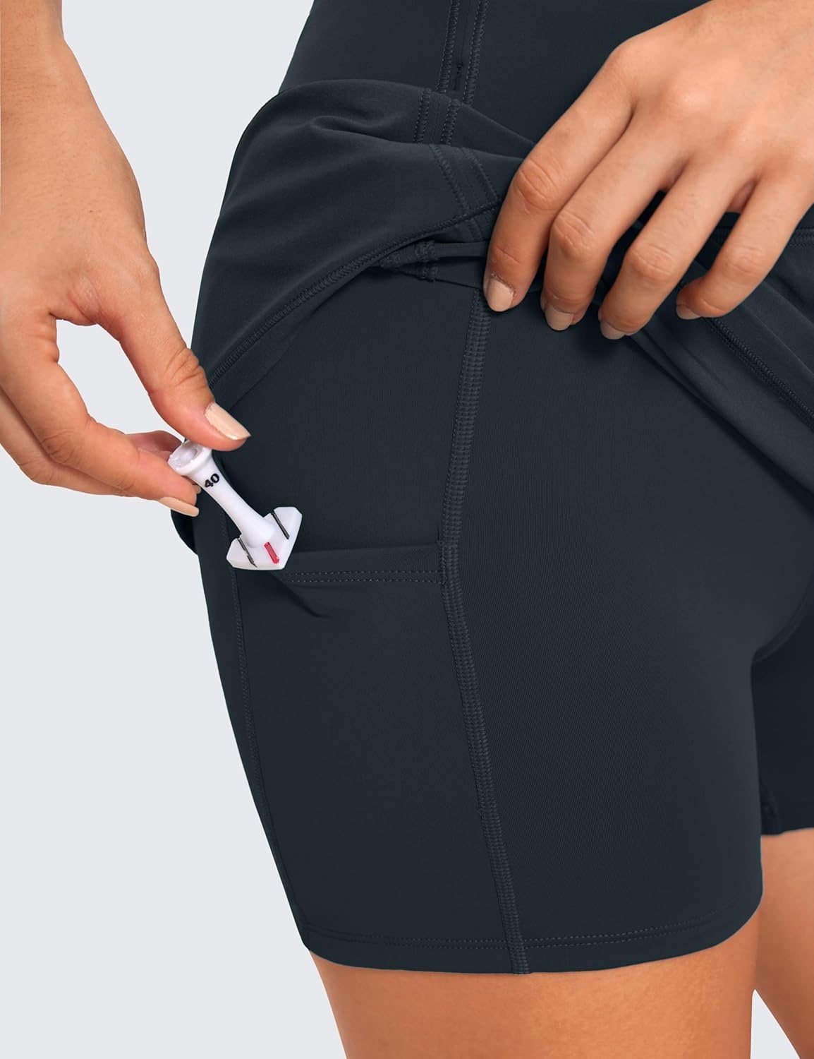 image:imageCRZ YOGA High Waisted A line Golf Skirts for Women Mini Lined Tennis Casual Work Skorts with 3 PocketsTrue Navy