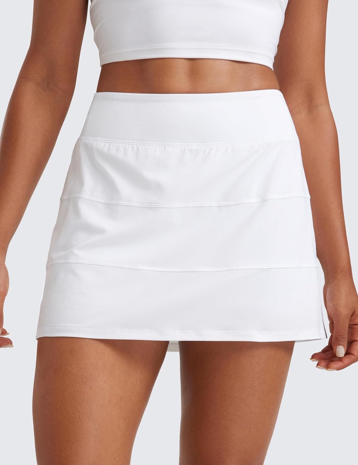 image:imageCRZ YOGA High Waisted A line Golf Skirts for Women Mini Lined Tennis Casual Work Skorts with 3 PocketsWhite