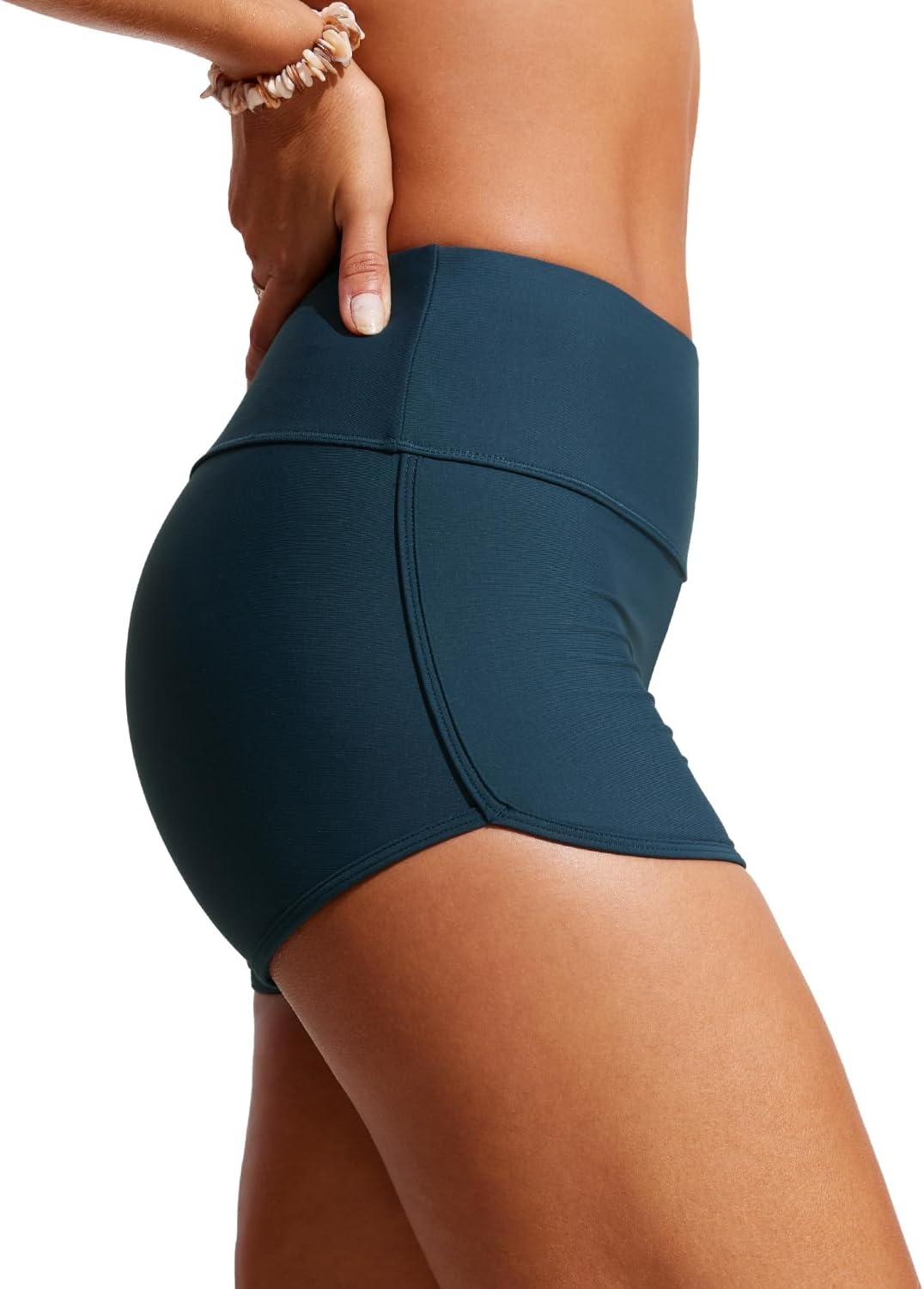 image:imageCRZ YOGA High Waisted Dolphin Board Shorts for Women 25 Quick Dry Swim Beach Bathing Suit Bottoms with LinerInsignia Blue