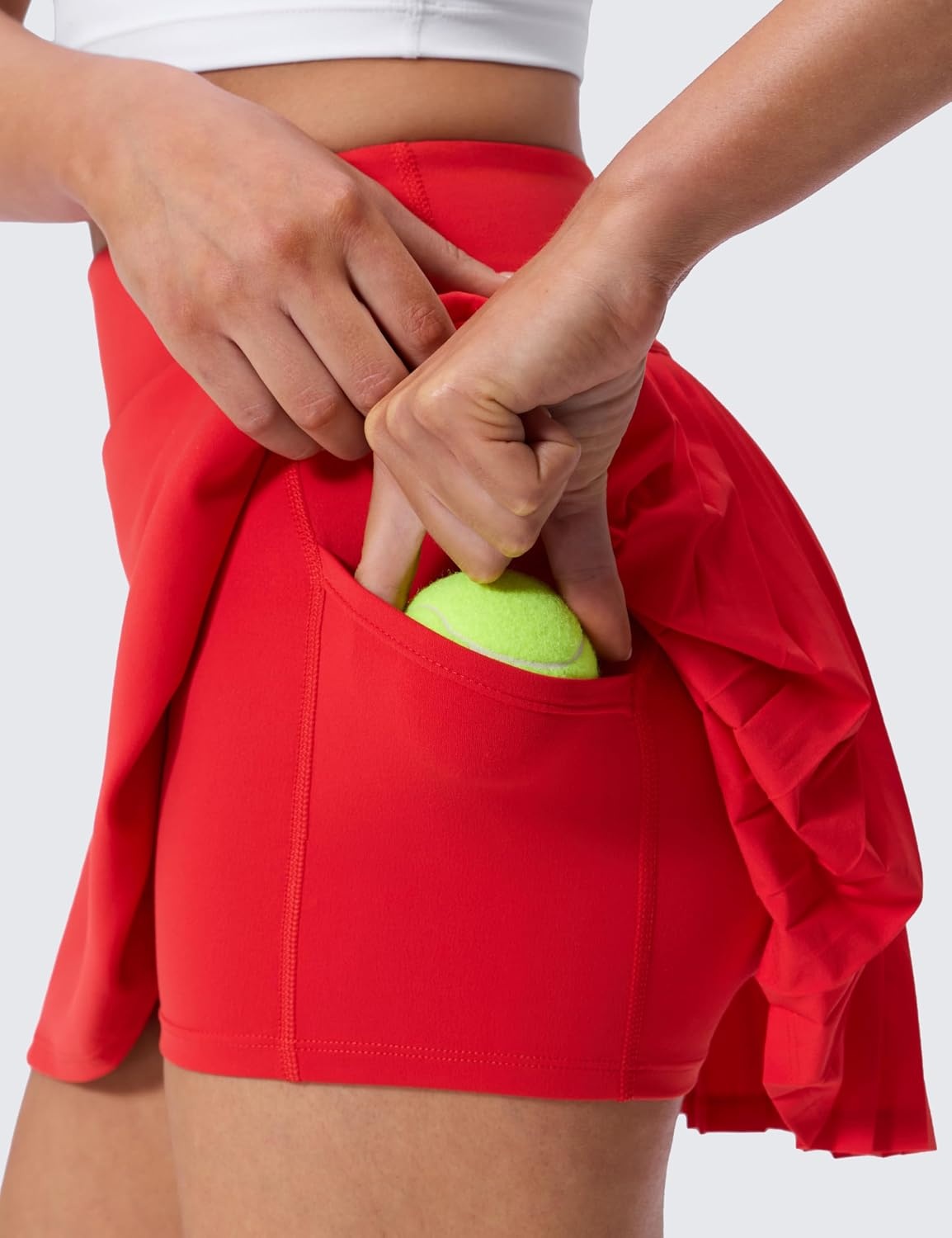 image:imageCRZ YOGA High Waisted Pleated Back Tennis Skirts for Women Aline Front Mini Golf Casual Skort with Inner ShortsDeep Red