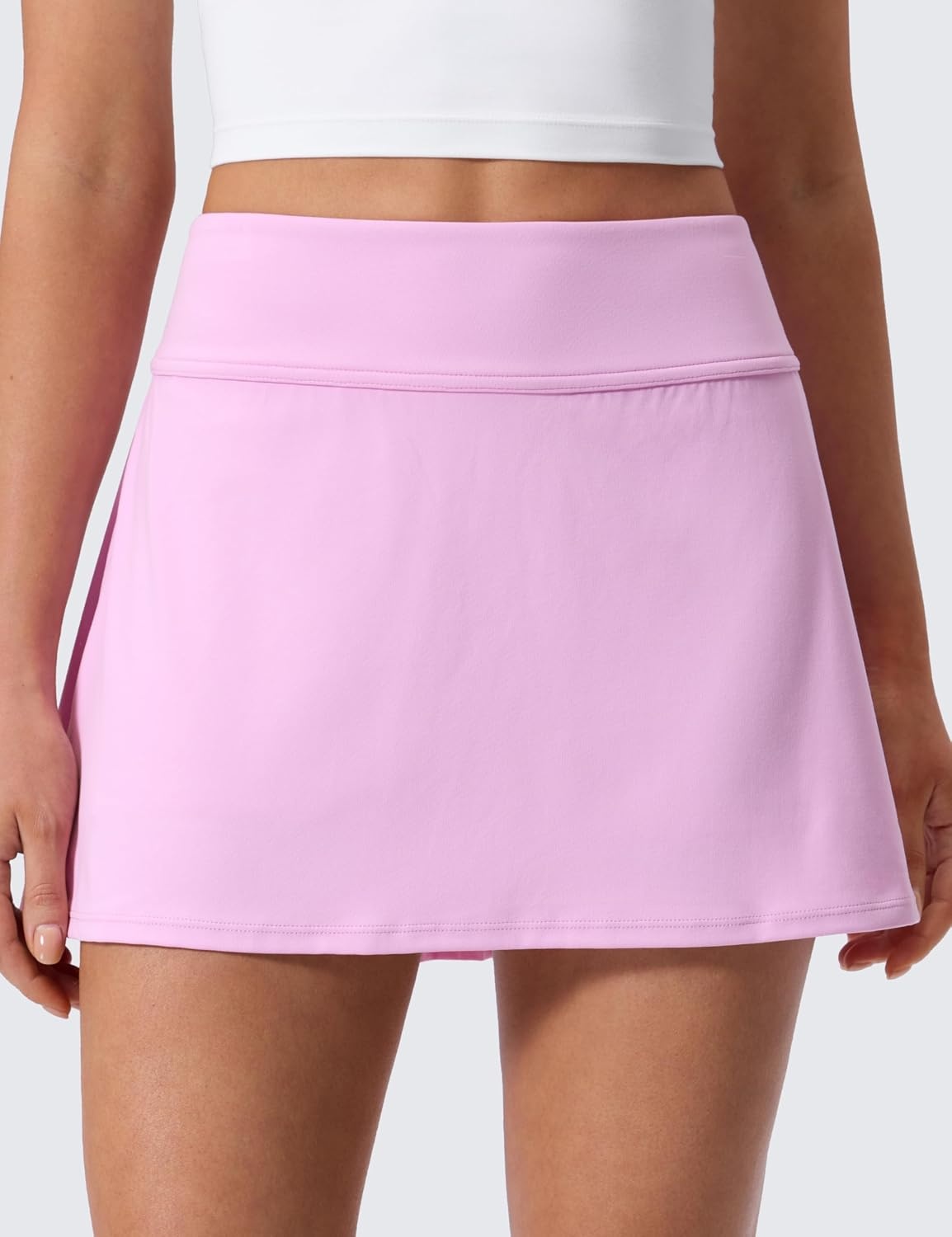 image:imageCRZ YOGA High Waisted Pleated Back Tennis Skirts for Women Aline Front Mini Golf Casual Skort with Inner ShortsVita Pink