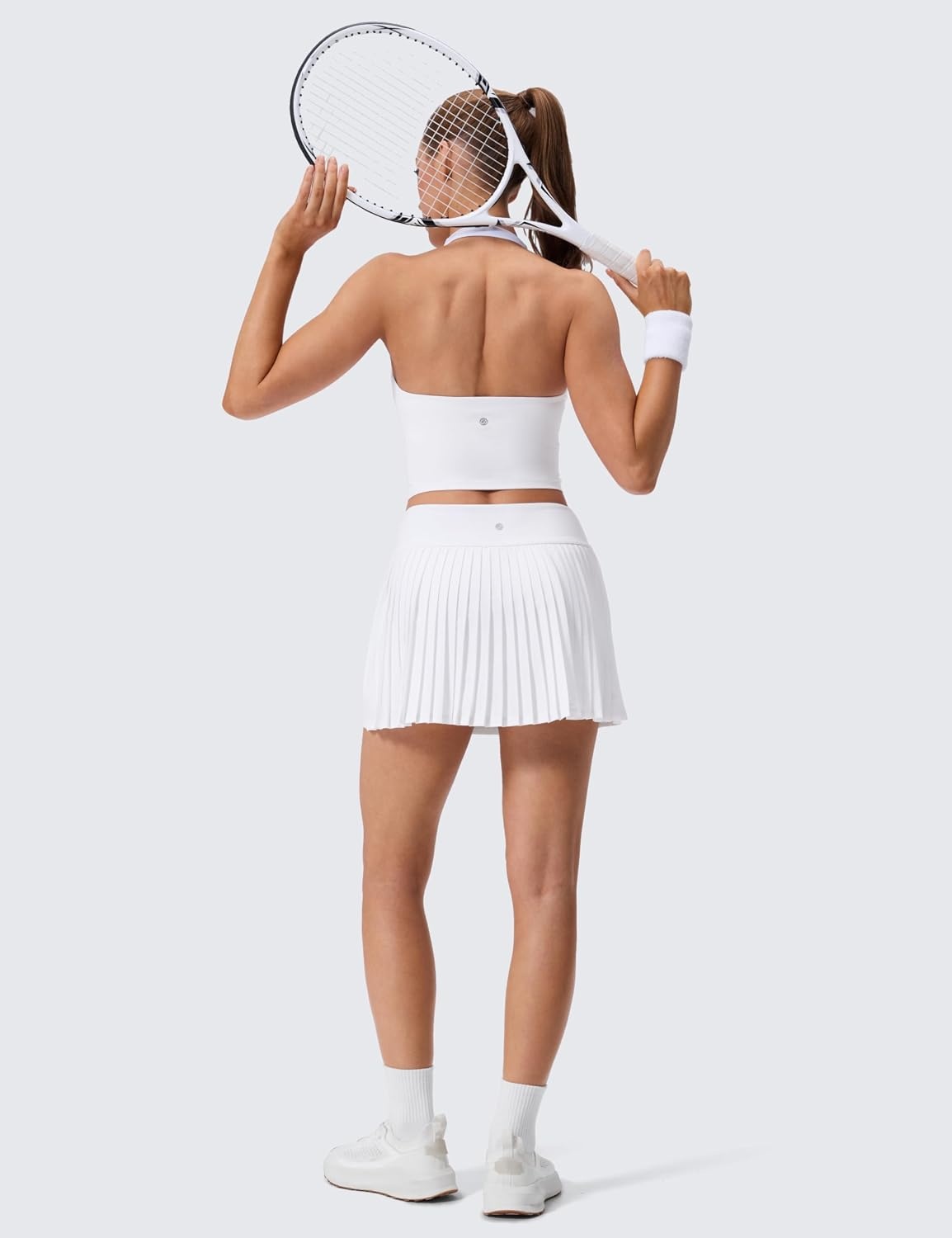 image:imageCRZ YOGA High Waisted Pleated Back Tennis Skirts for Women Aline Front Mini Golf Casual Skort with Inner ShortsWhite