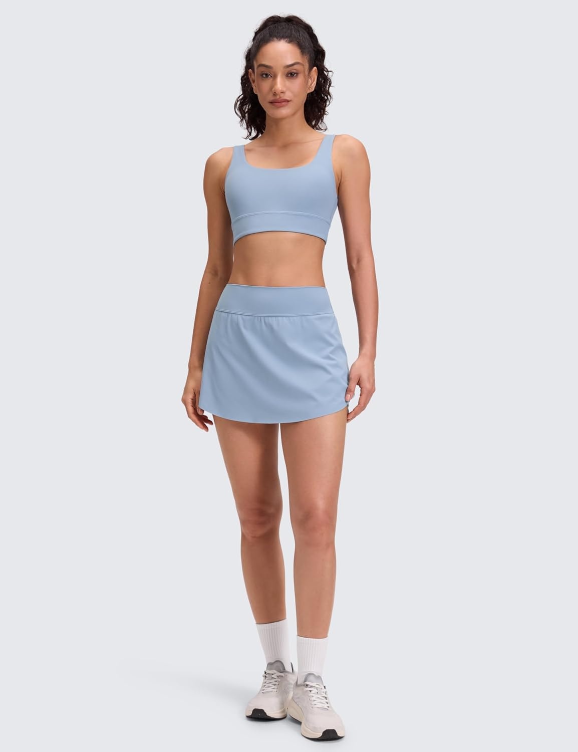 image:imageCRZ YOGA High Waisted Side Slit Tennis Skirts for Women Mini Lined A Line Running Athletic Skort with Inner PocketsCambric Blue