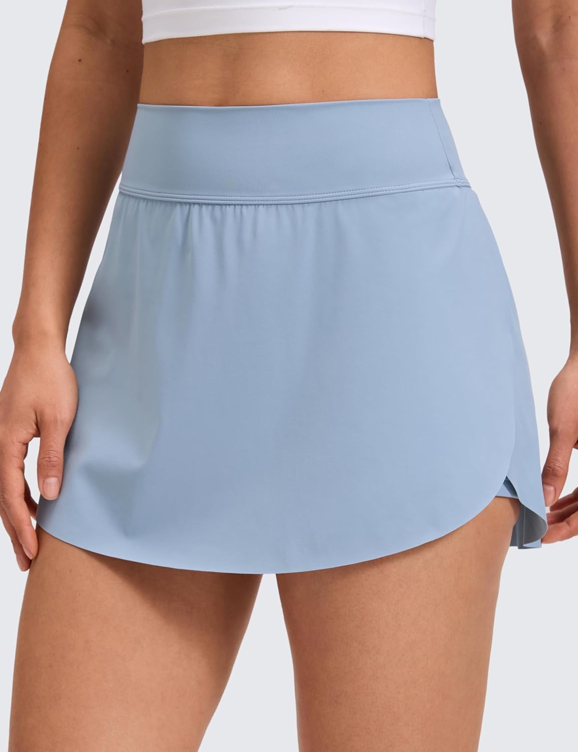 image:imageCRZ YOGA High Waisted Side Slit Tennis Skirts for Women Mini Lined A Line Running Athletic Skort with Inner PocketsCambric Blue