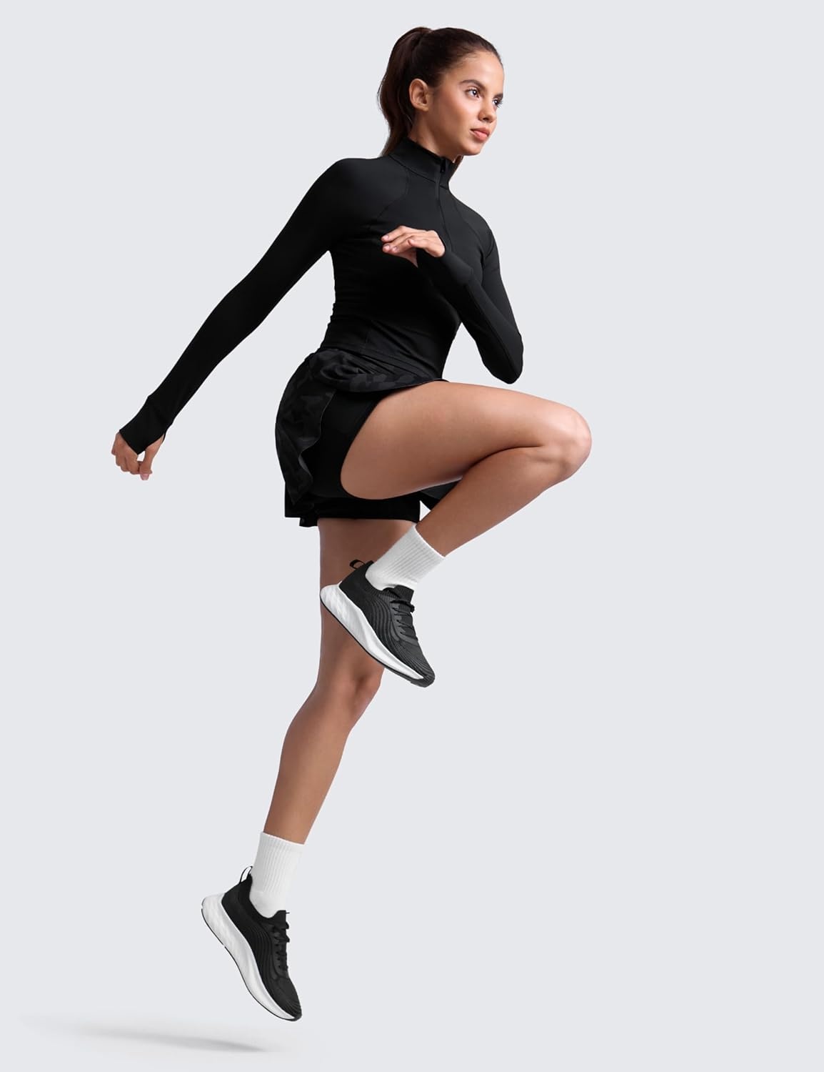 image:imageCRZ YOGA High Waisted Side Slit Tennis Skirts for Women Mini Lined A Line Running Athletic Skort with Inner PocketsDark Grey Camouflage