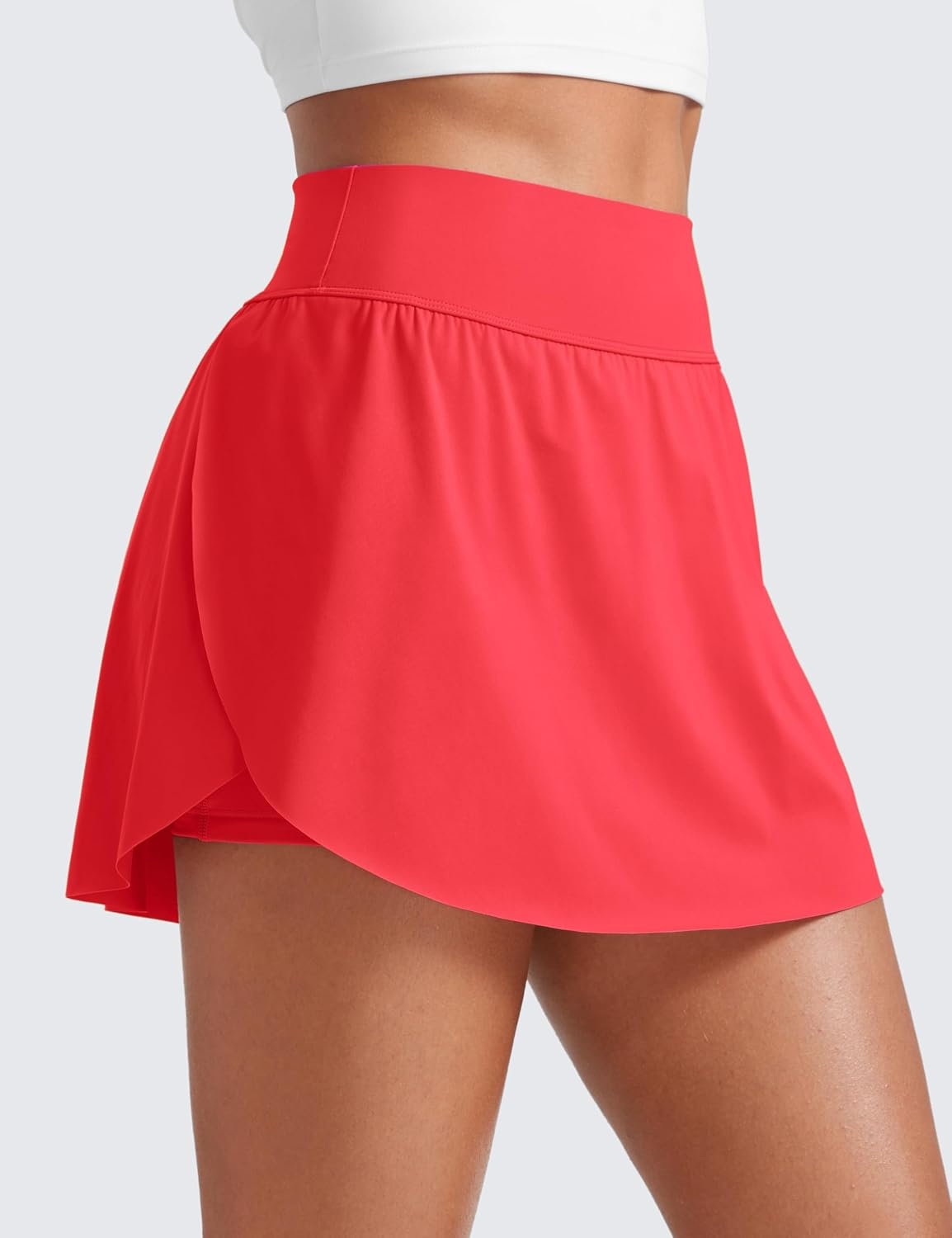 image:imageCRZ YOGA High Waisted Side Slit Tennis Skirts for Women Mini Lined A Line Running Athletic Skort with Inner PocketsDeep Red