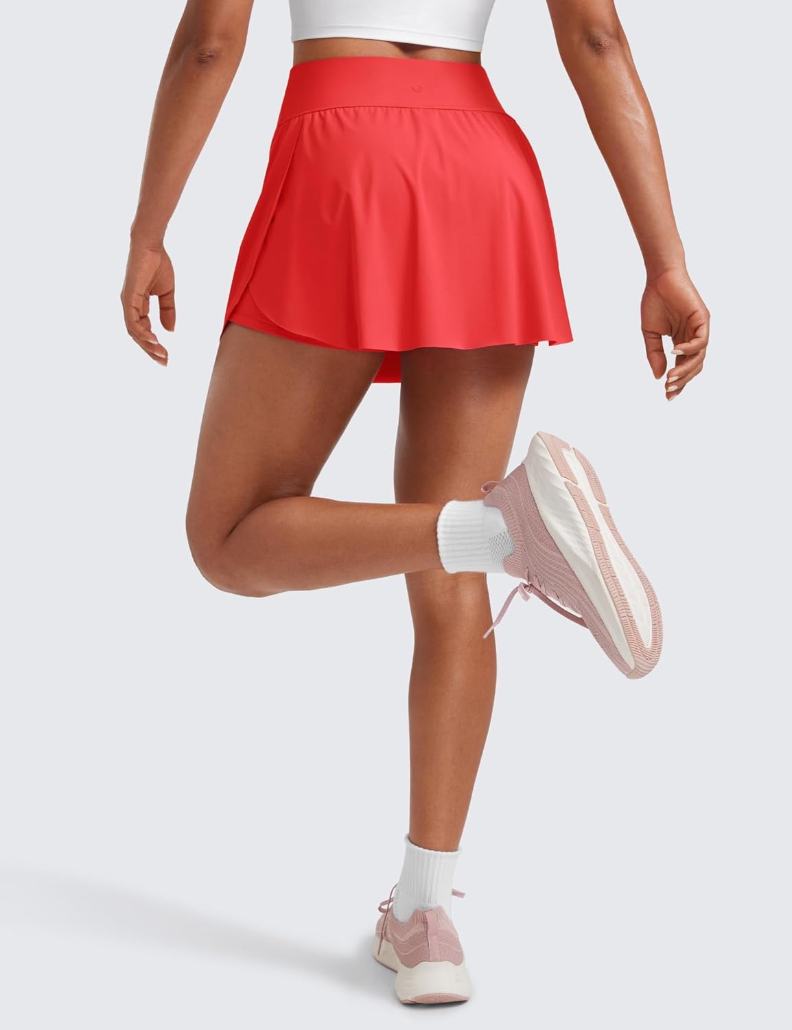 image:imageCRZ YOGA High Waisted Side Slit Tennis Skirts for Women Mini Lined A Line Running Athletic Skort with Inner PocketsDeep Red
