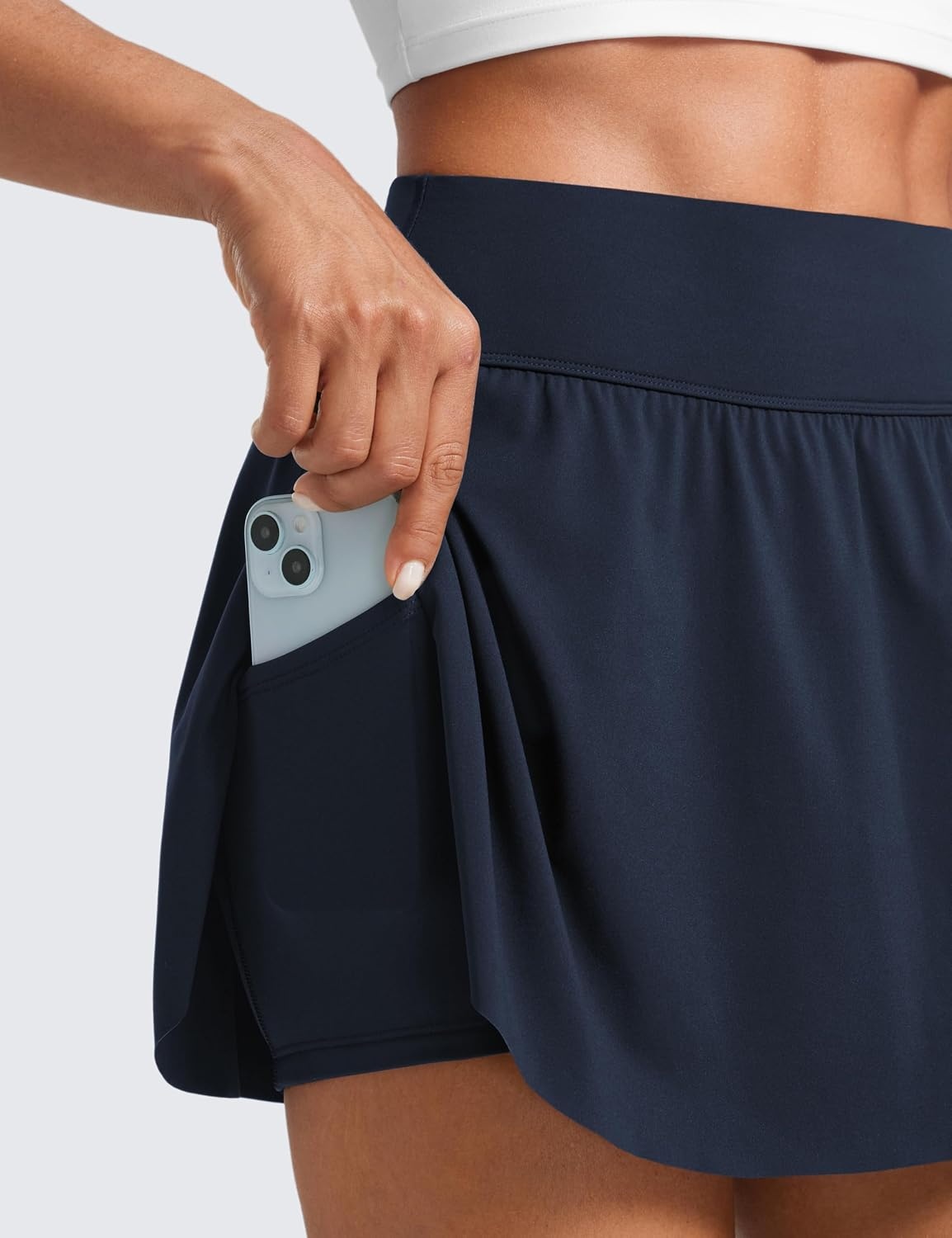 image:imageCRZ YOGA High Waisted Side Slit Tennis Skirts for Women Mini Lined A Line Running Athletic Skort with Inner PocketsNavy