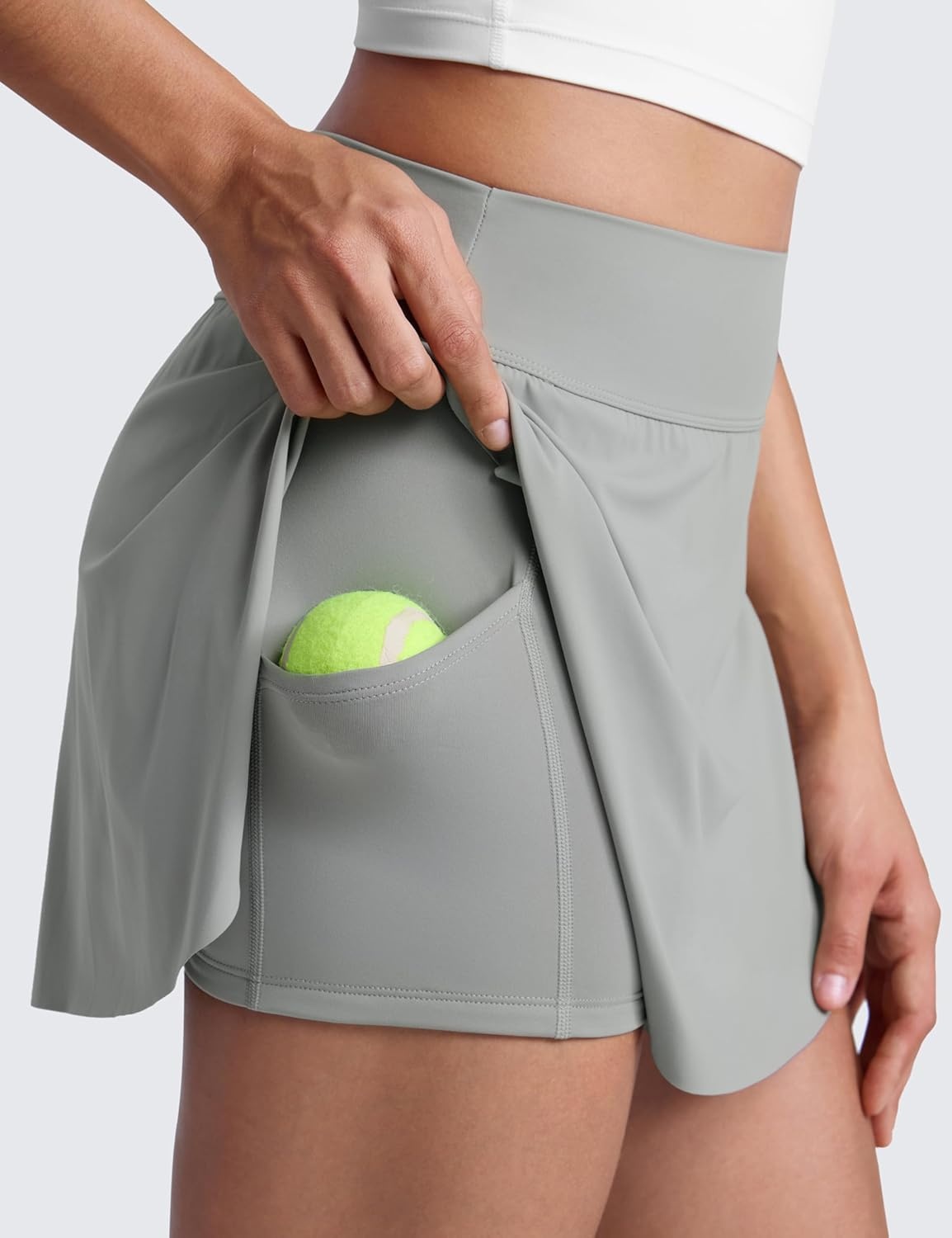 image:imageCRZ YOGA High Waisted Side Slit Tennis Skirts for Women Mini Lined A Line Running Athletic Skort with Inner PocketsSterling