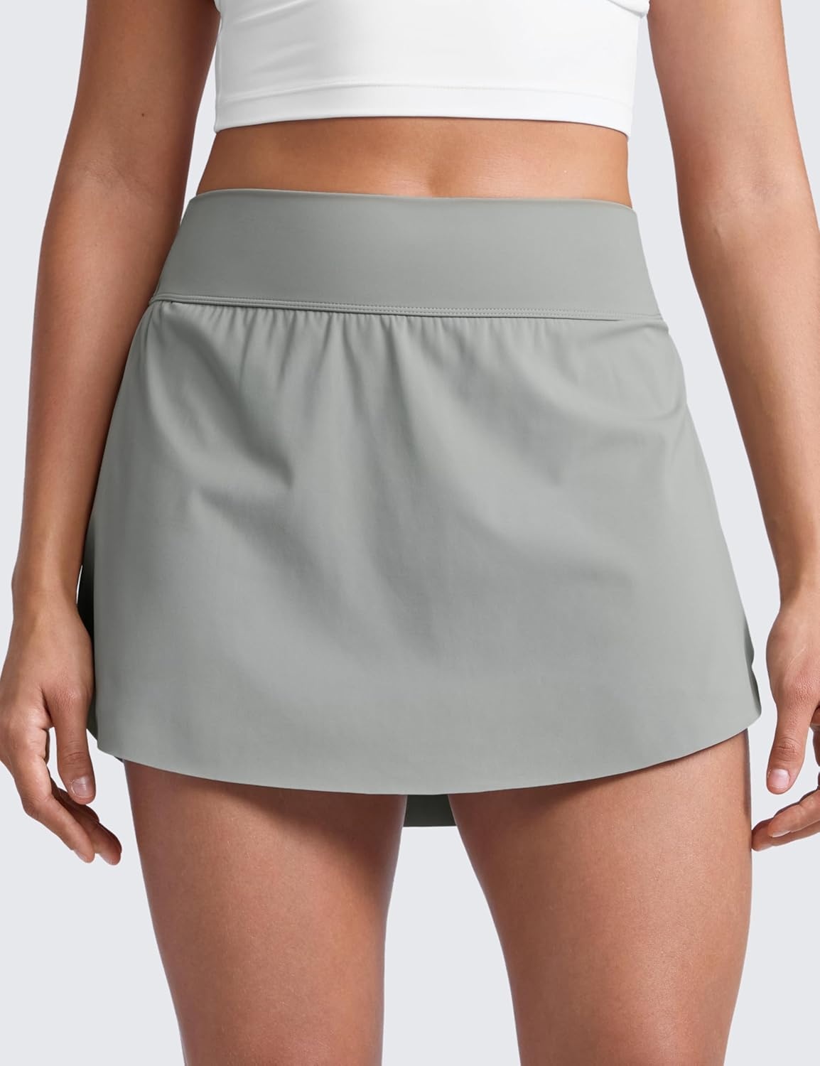 image:imageCRZ YOGA High Waisted Side Slit Tennis Skirts for Women Mini Lined A Line Running Athletic Skort with Inner PocketsSterling