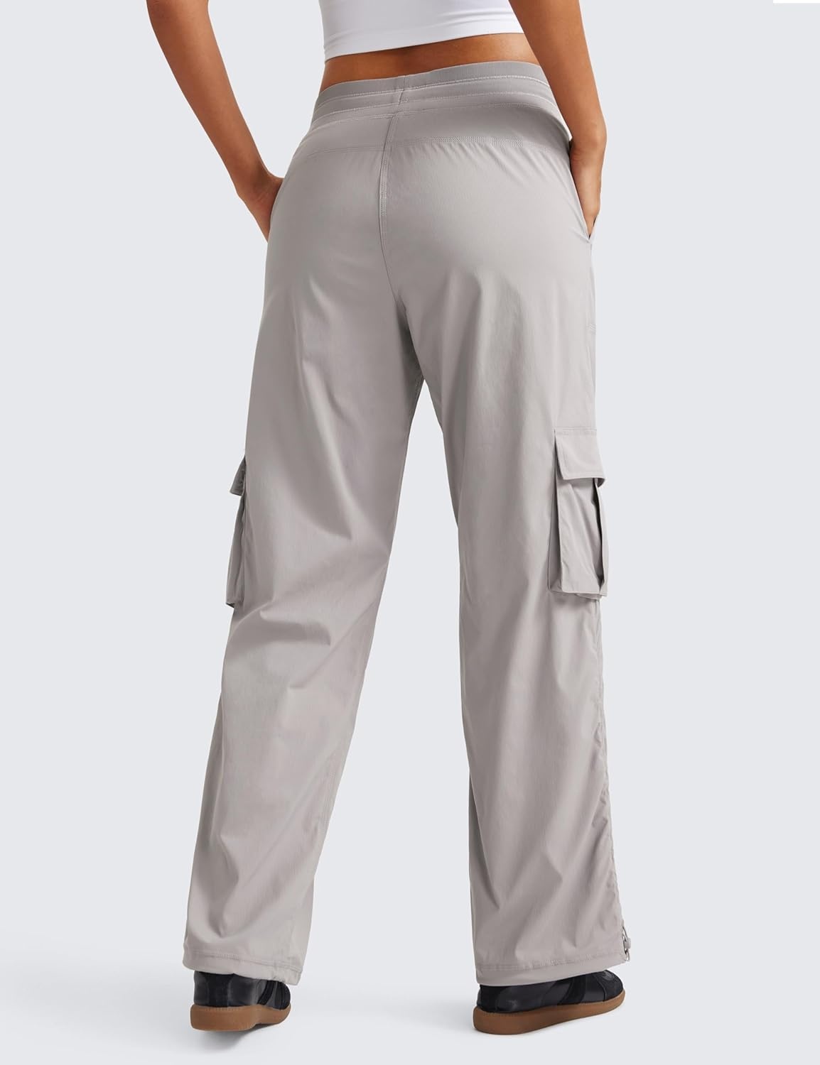 image:imageCRZ YOGA Lightweight Cargo Casual Pants for Women 30 Ruched Straight Leg Travel Athletic Hiking JoggersDark Chrome