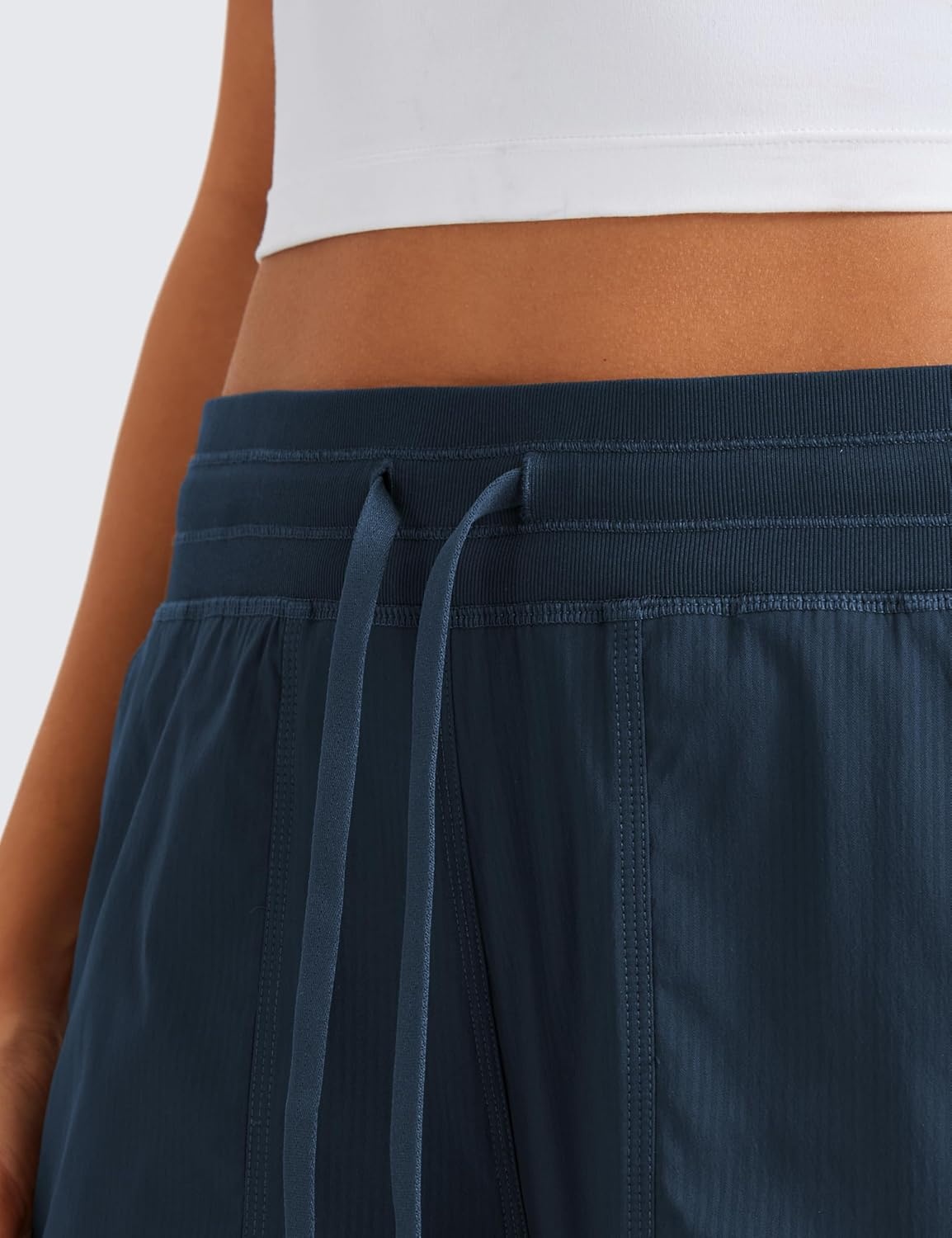image:imageCRZ YOGA Lightweight Cargo Casual Pants for Women 30 Ruched Straight Leg Travel Athletic Hiking JoggersInk Blue