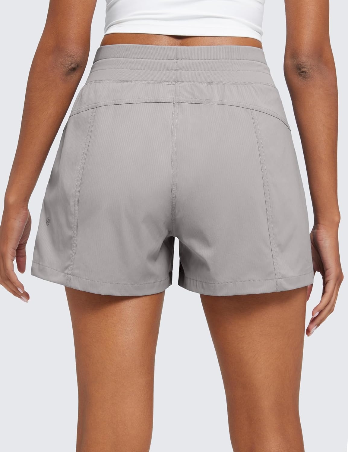 image:imageCRZ YOGA Lightweight Casual Shorts for Women 35 High Waisted Linerless for Athletic Lounge Hiking with Zip PocketsDark Chrome