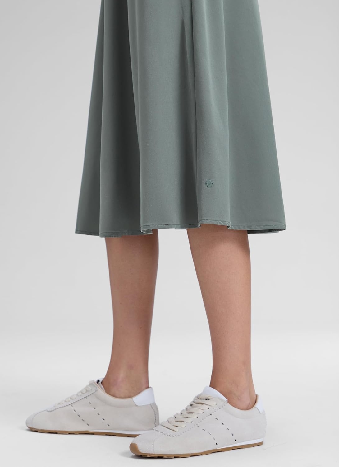 image:imageCRZ YOGA Lightweight Drapey Flowy Midi Skirts for Women High Waisted Casual Travel Holiday ALine Outfits with Side PocketsGrey Sage