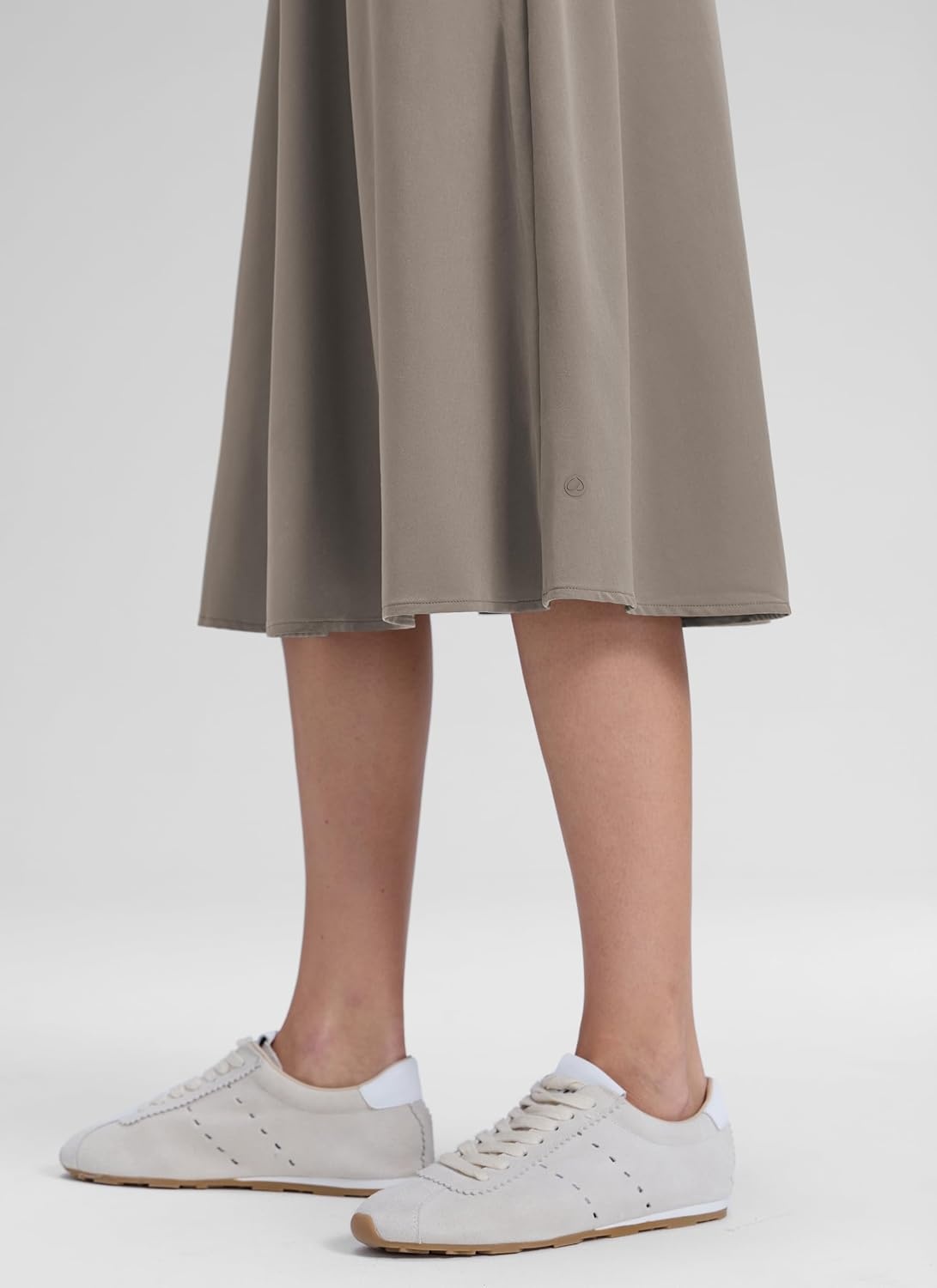 image:imageCRZ YOGA Lightweight Drapey Flowy Midi Skirts for Women High Waisted Casual Travel Holiday ALine Outfits with Side PocketsNomad Grey
