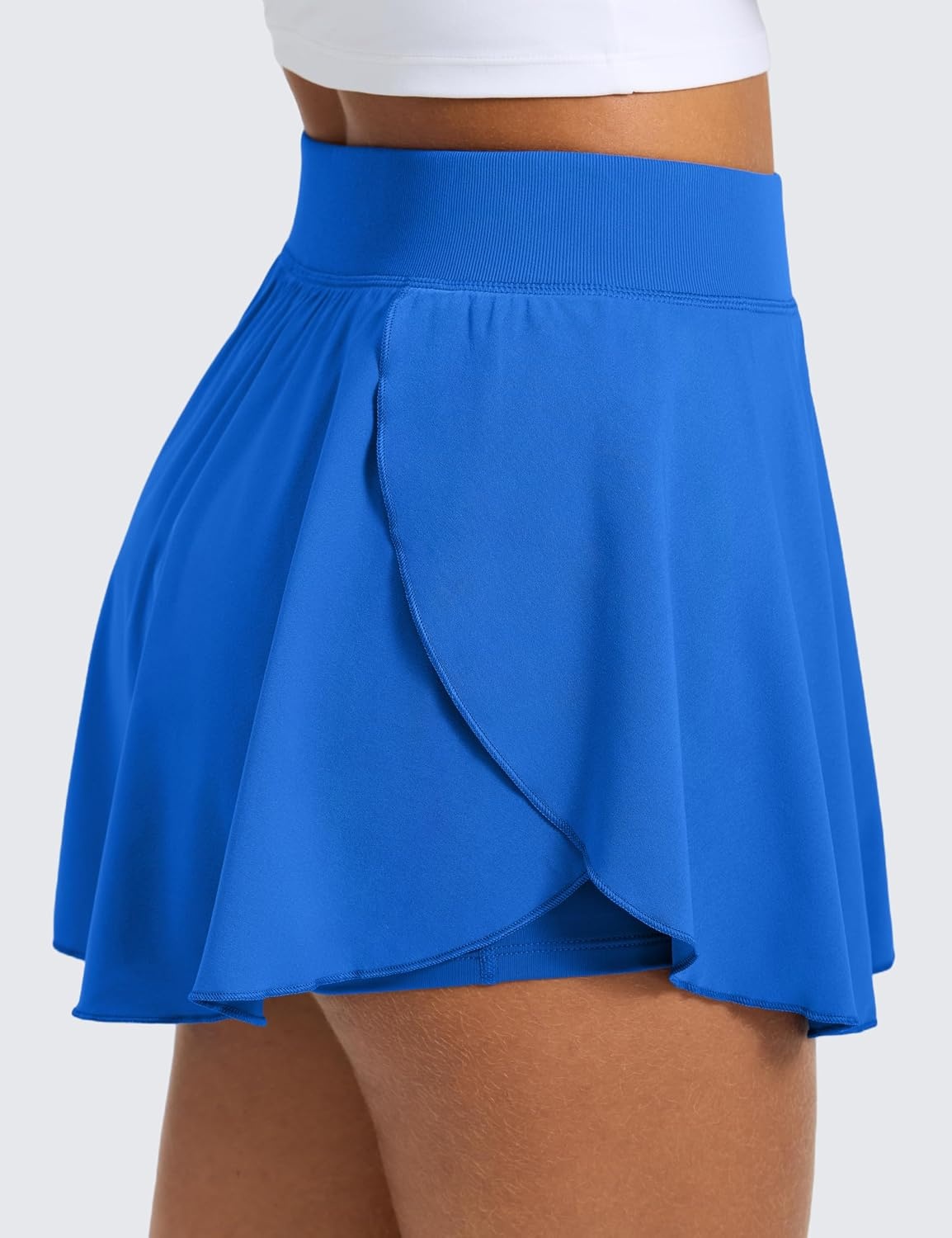 image:imageCRZ YOGA Lightweight Drapey Side Slit Tennis Skirts for Women High Waisted Mini Flowy Lined Golf Skort with PocketsSparkle Blue