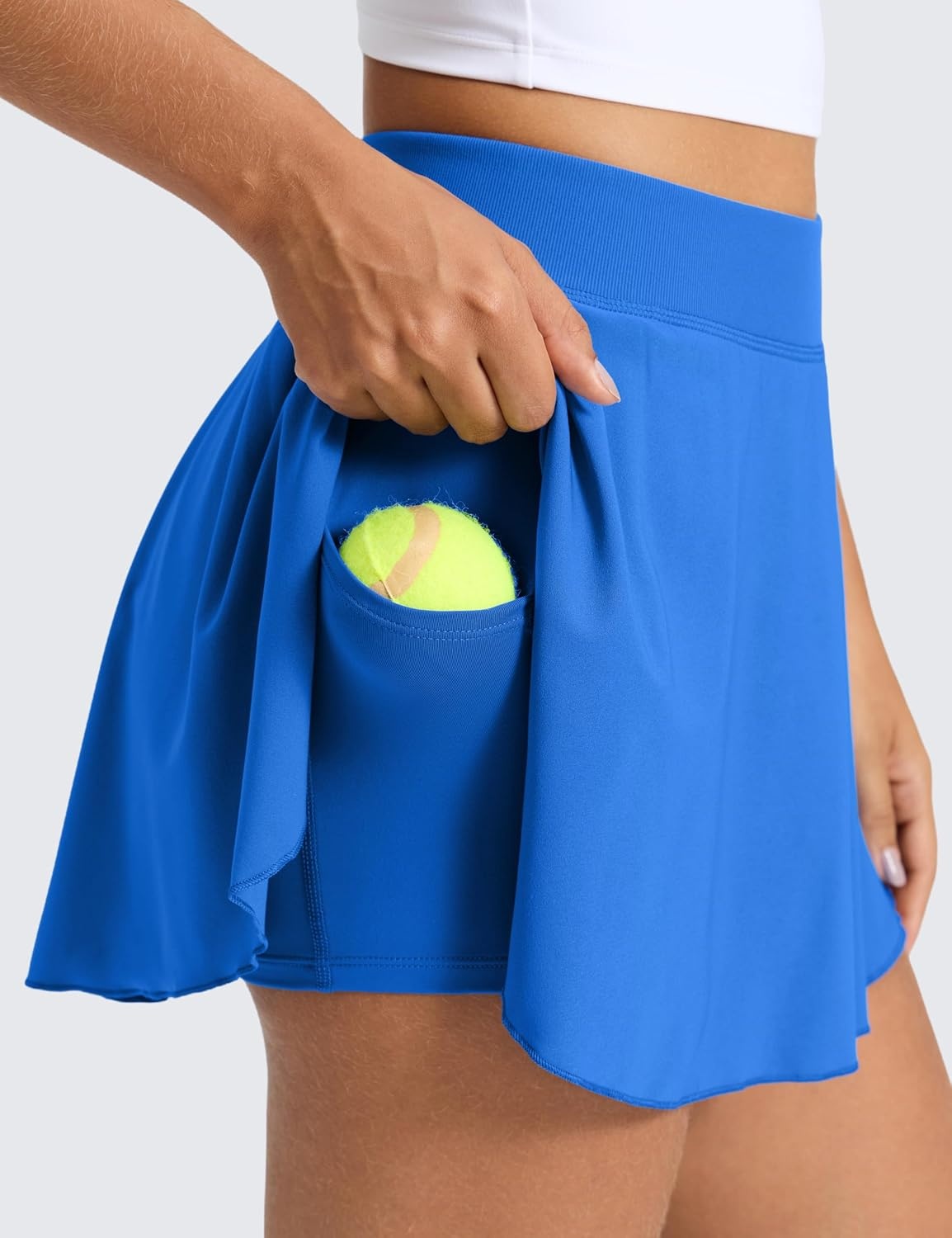 image:imageCRZ YOGA Lightweight Drapey Side Slit Tennis Skirts for Women High Waisted Mini Flowy Lined Golf Skort with PocketsSparkle Blue