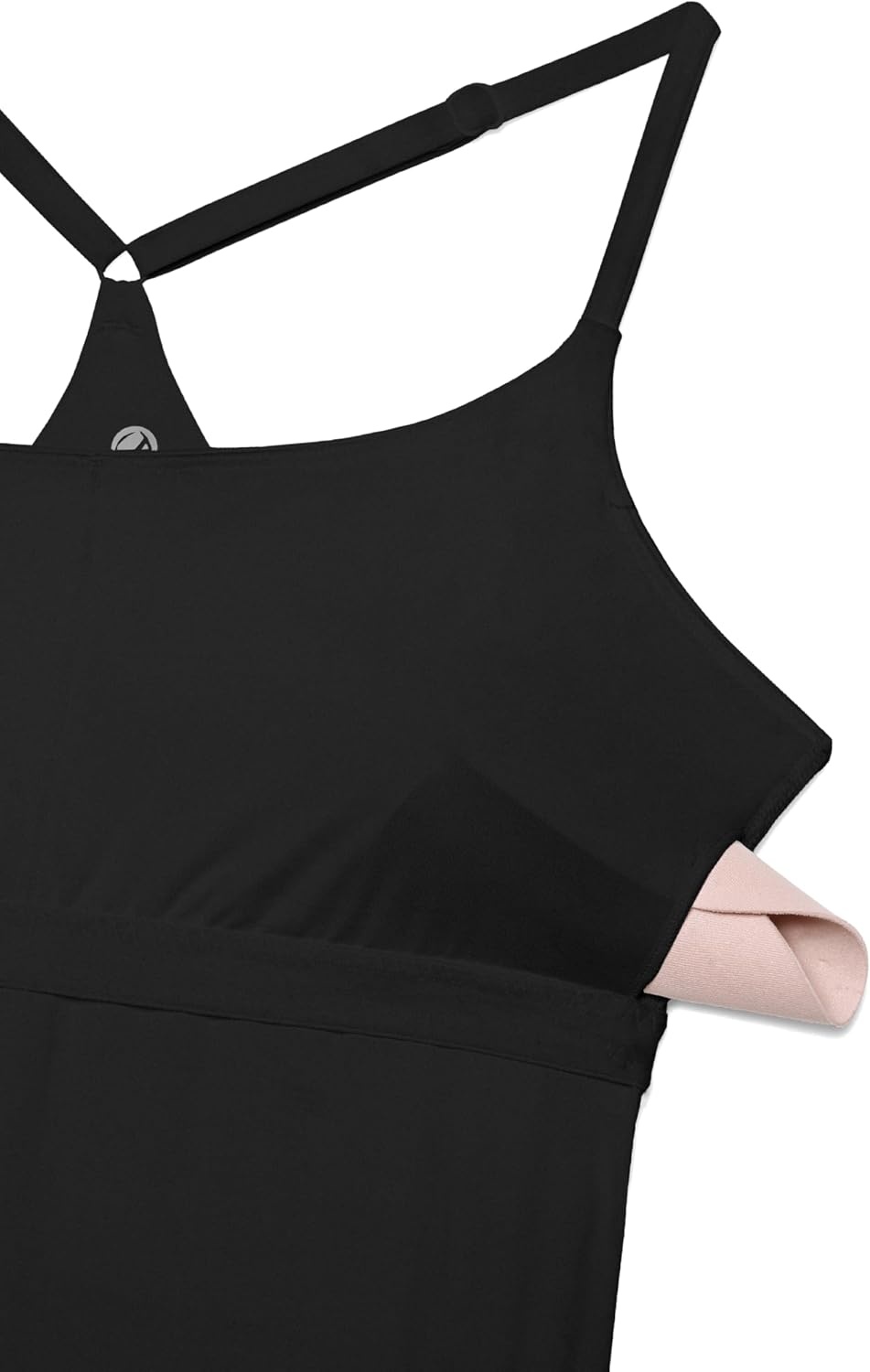 image:imageCRZ YOGA Lightweight Drapey Spagheii Straps Tennis Dress for Women Mini Flowy Golf Outfits with Bras and Short LinerBlack