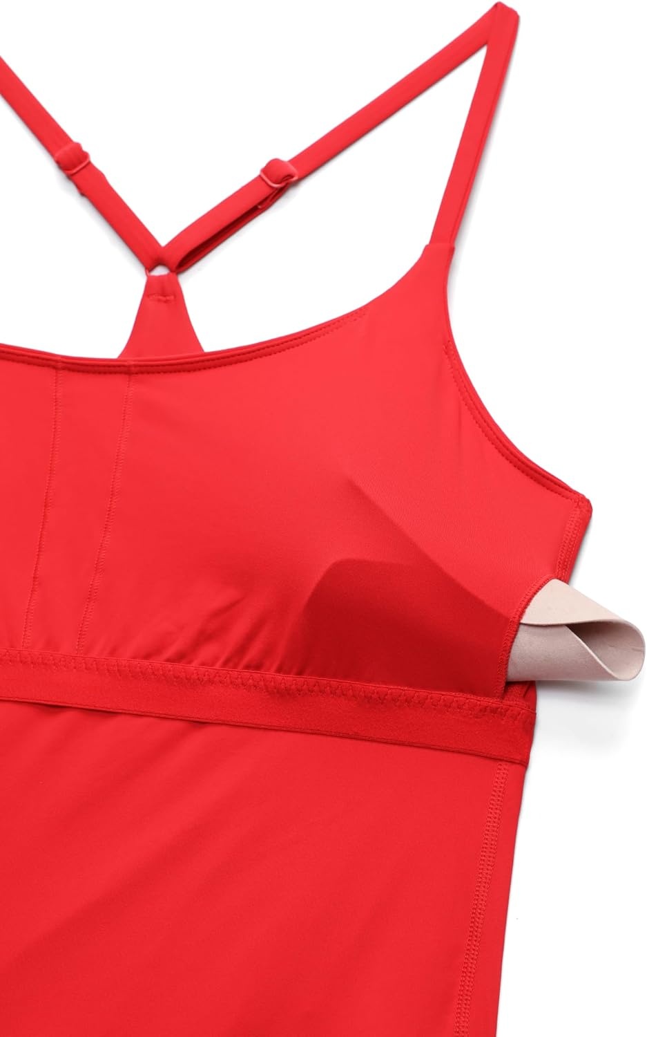 image:imageCRZ YOGA Lightweight Drapey Spagheii Straps Tennis Dress for Women Mini Flowy Golf Outfits with Bras and Short LinerDeep Red