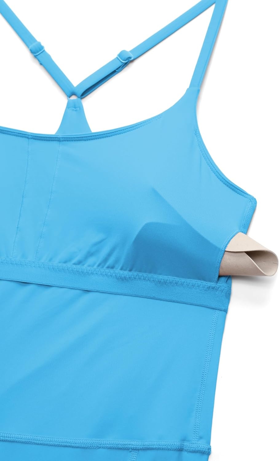 image:imageCRZ YOGA Lightweight Drapey Spagheii Straps Tennis Dress for Women Mini Flowy Golf Outfits with Bras and Short LinerKayak Blue