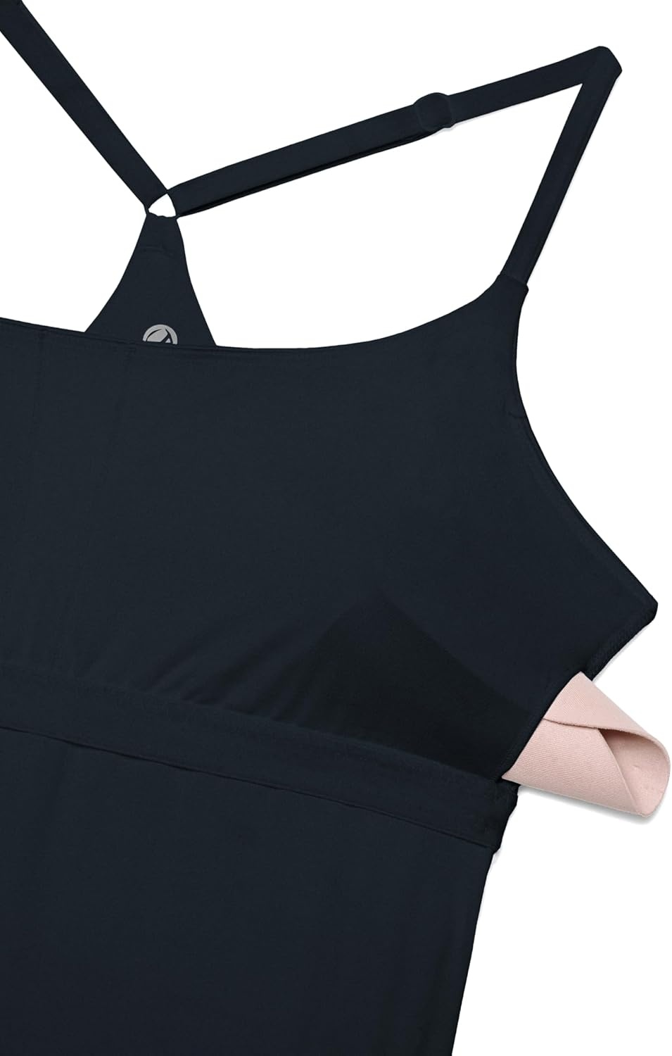 image:imageCRZ YOGA Lightweight Drapey Spagheii Straps Tennis Dress for Women Mini Flowy Golf Outfits with Bras and Short LinerTrue Navy