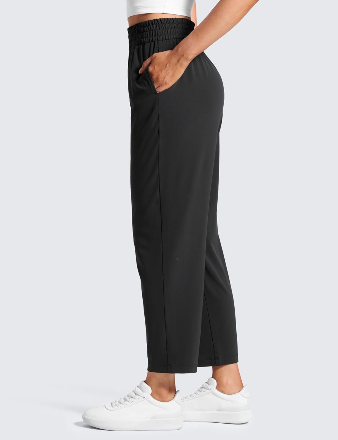 image:imageCRZ YOGA Lightweight Drapey Tapered Ankle Pants for Women 27 78 Casual Travel Work with Pockets SummerBlack