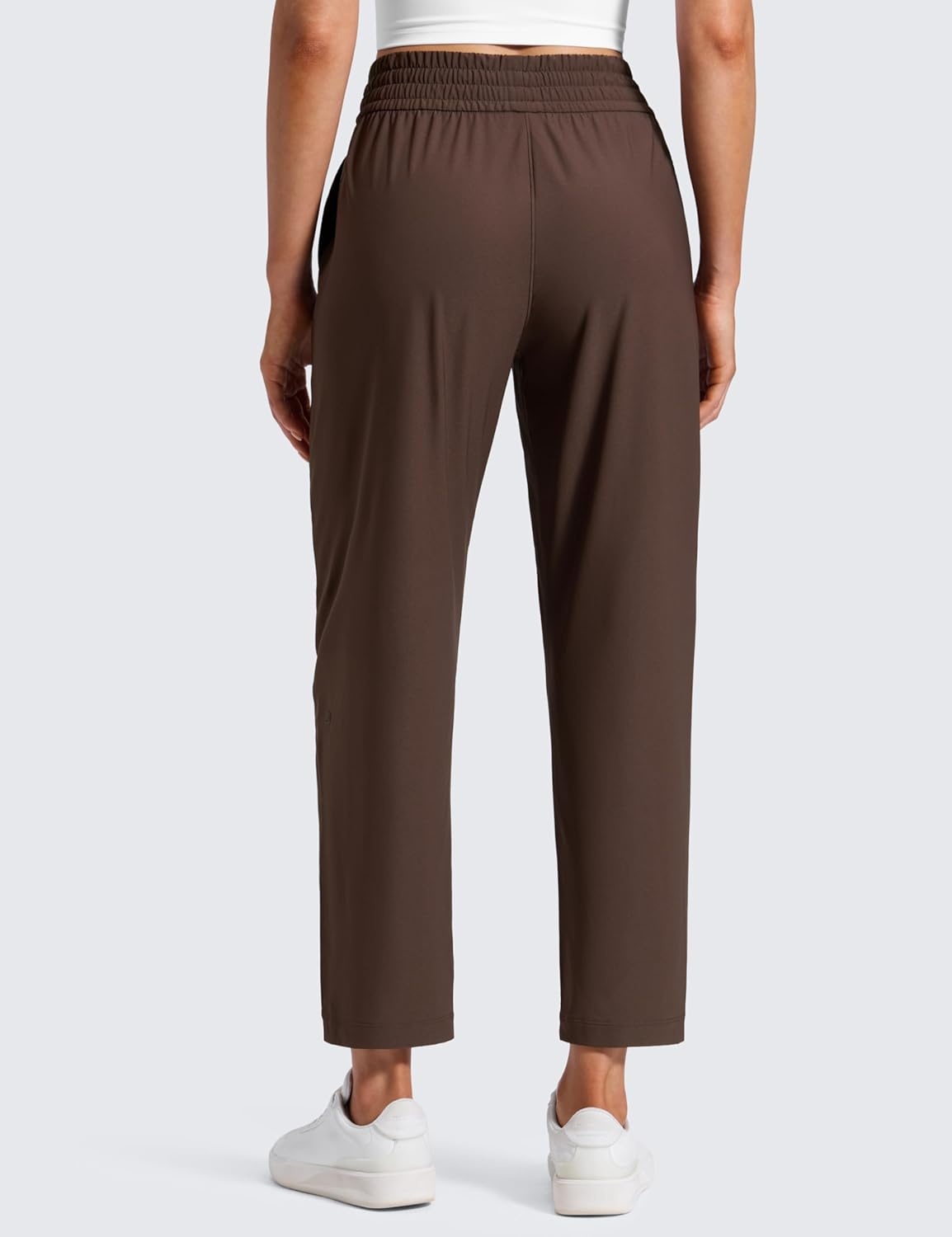 image:imageCRZ YOGA Lightweight Drapey Tapered Ankle Pants for Women 27 78 Casual Travel Work with Pockets SummerHot Fudge Brown