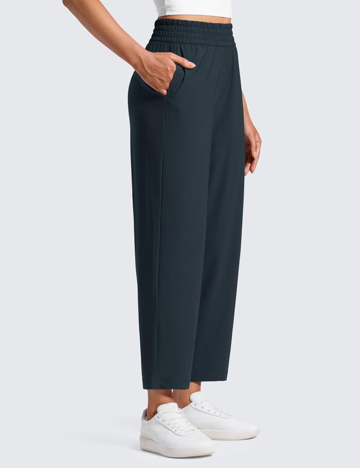 image:imageCRZ YOGA Lightweight Drapey Tapered Ankle Pants for Women 27 78 Casual Travel Work with Pockets SummerTrue Navy