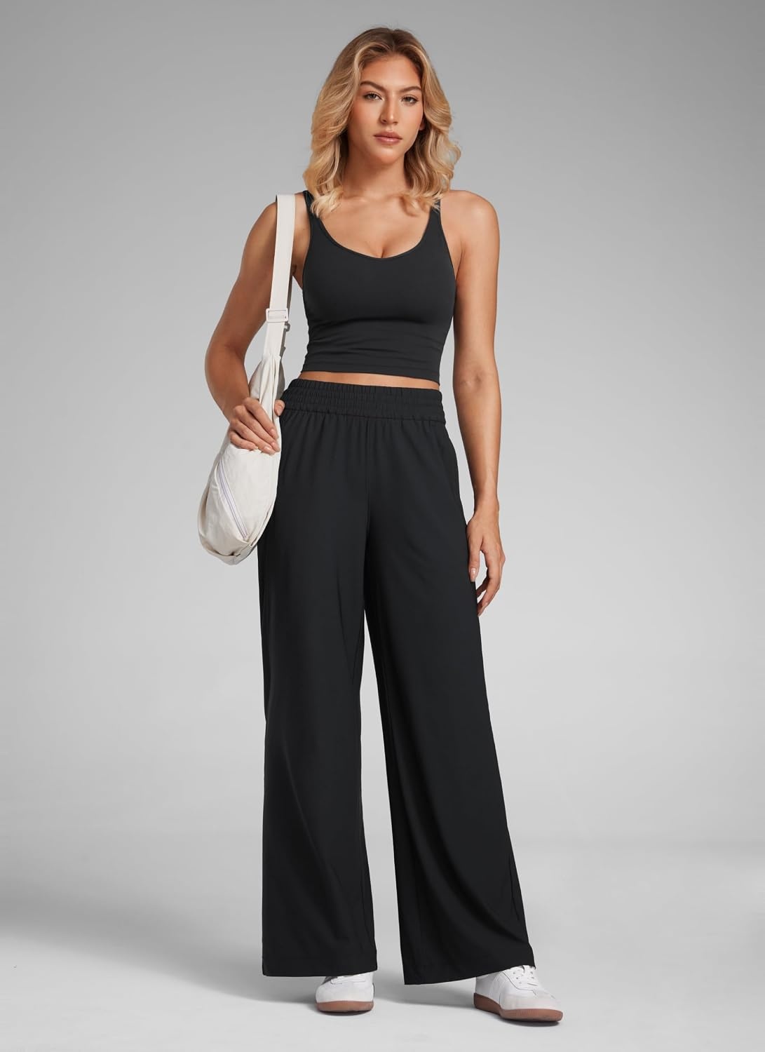 image:imageCRZ YOGA Lightweight Drapey Wide Leg Casual Pants for Women 30 Flowy Travel Work Loose Fit SummerBlack