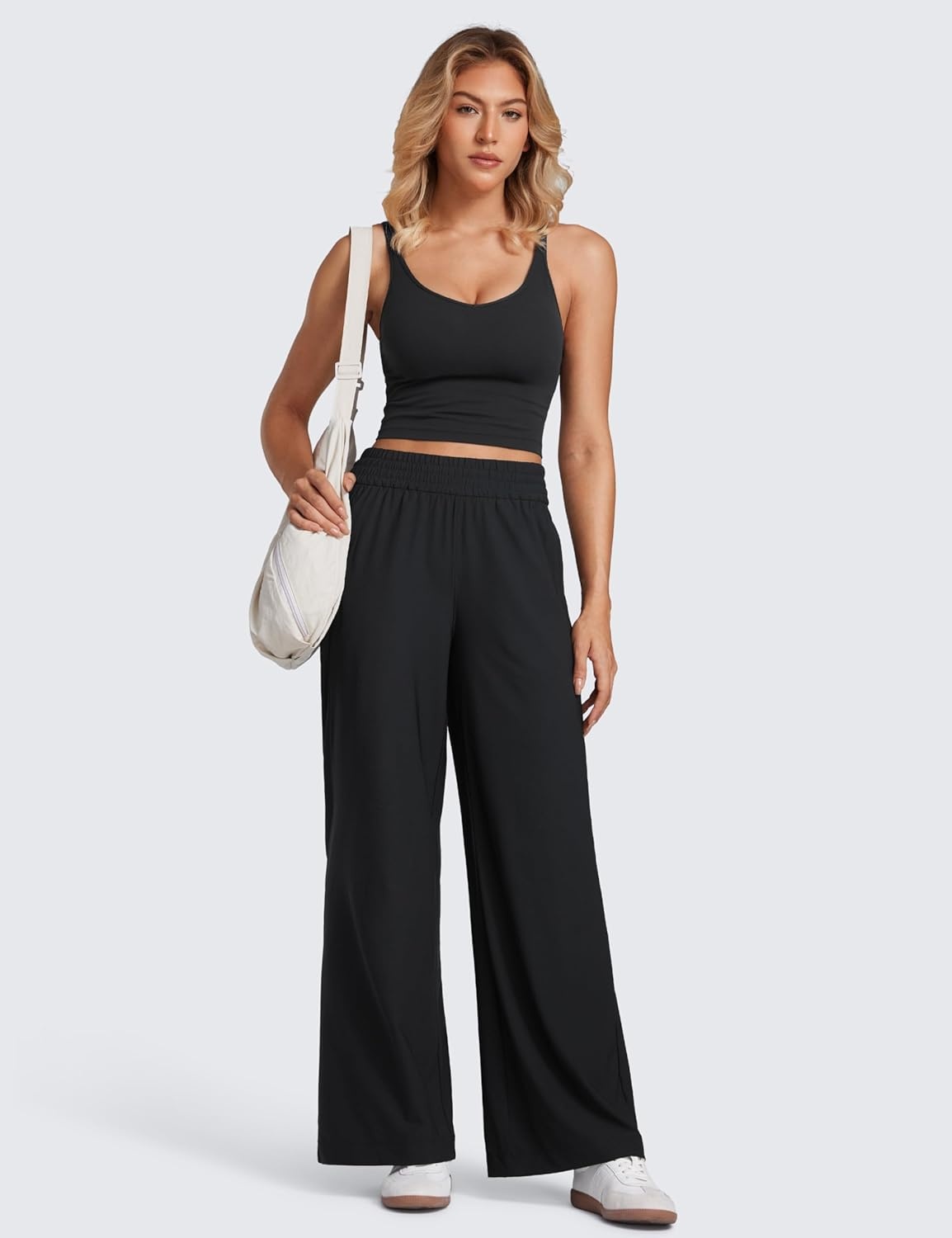 image:imageCRZ YOGA Lightweight Drapey Wide Leg Casual Pants for Women 30 Flowy Travel Work Loose Fit SummerBlack