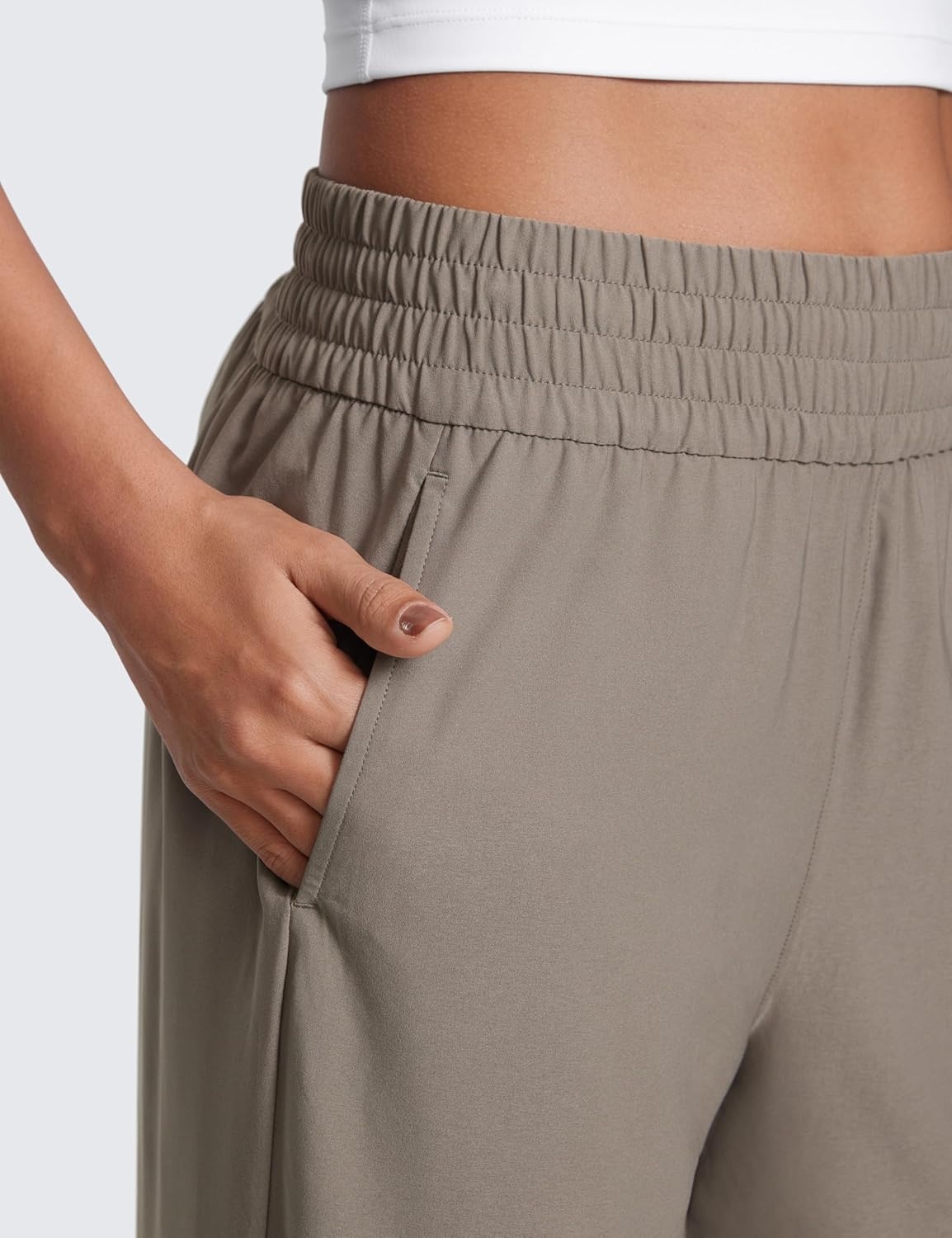 image:imageCRZ YOGA Lightweight Drapey Wide Leg Casual Pants for Women 30 Flowy Travel Work Loose Fit SummerNomad Grey