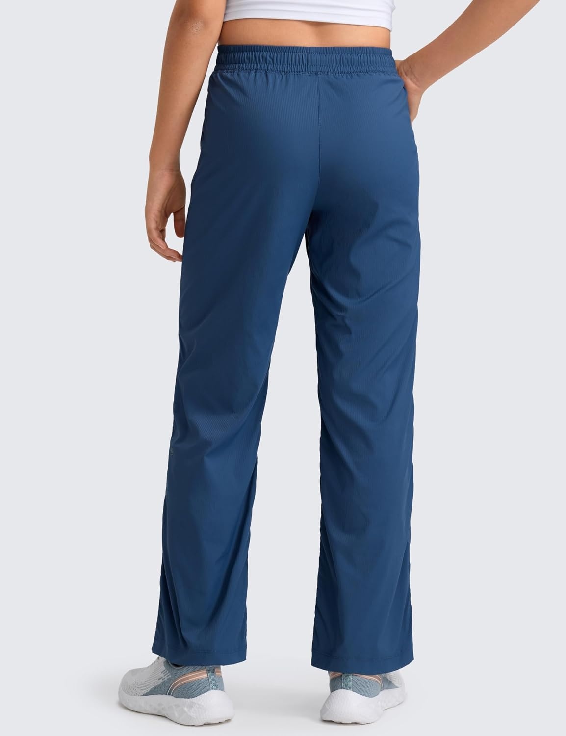 image:imageCRZ YOGA Lightweight Girls Casual Straight Leg Pants Lounge Workout Ruched Sweatpants with Pockets Drawstring Kids TeenPitch Blue