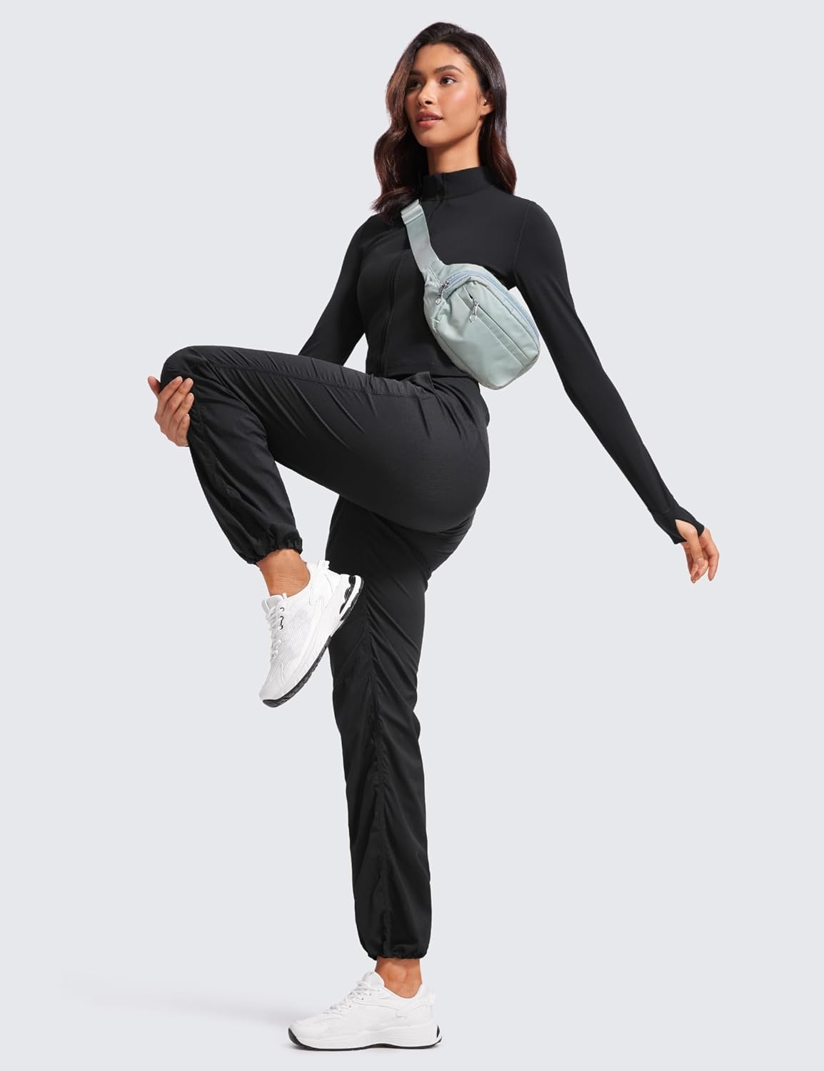image:imageCRZ YOGA Lightweight Straight Leg Workout Pants for Women 283032 Ruched Casual Work Athletic Joggers with PocketsBlack