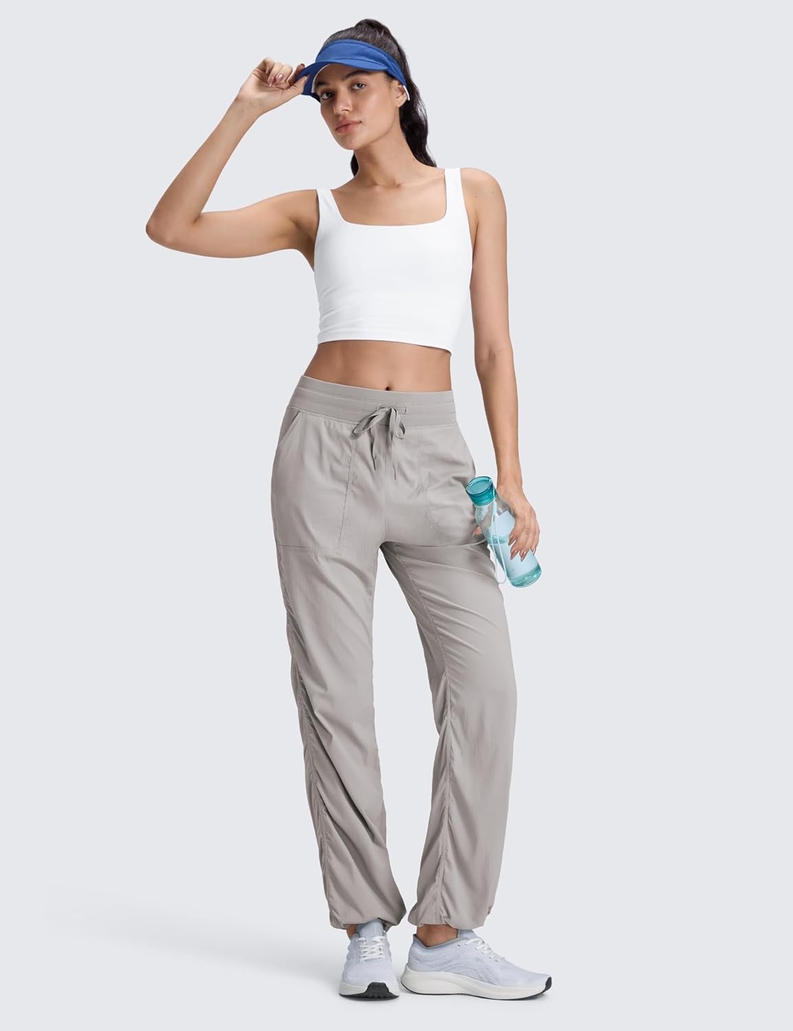 image:imageCRZ YOGA Lightweight Straight Leg Workout Pants for Women 283032 Ruched Casual Work Athletic Joggers with PocketsDark Chrome