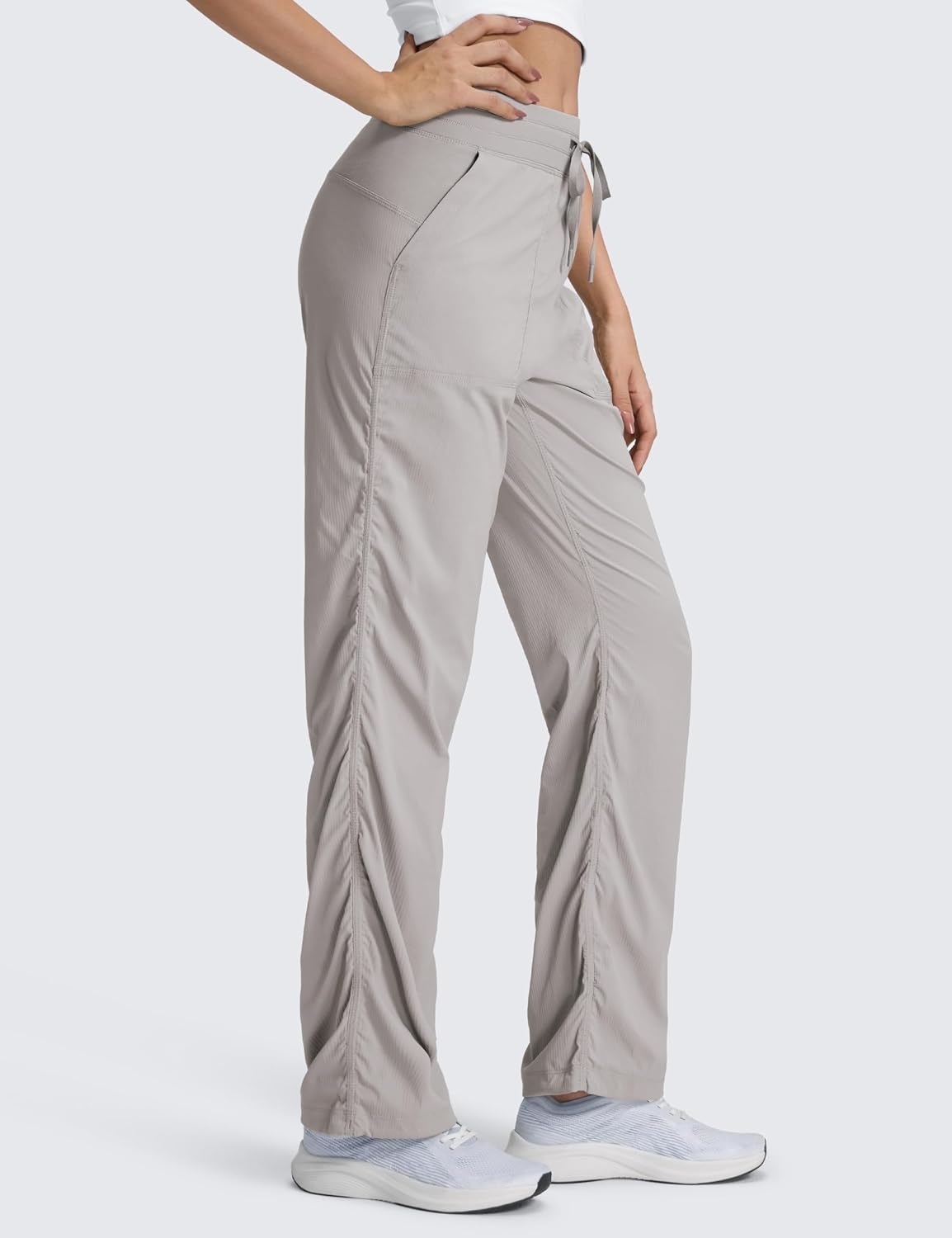 image:imageCRZ YOGA Lightweight Straight Leg Workout Pants for Women 283032 Ruched Casual Work Athletic Joggers with PocketsDark Chrome