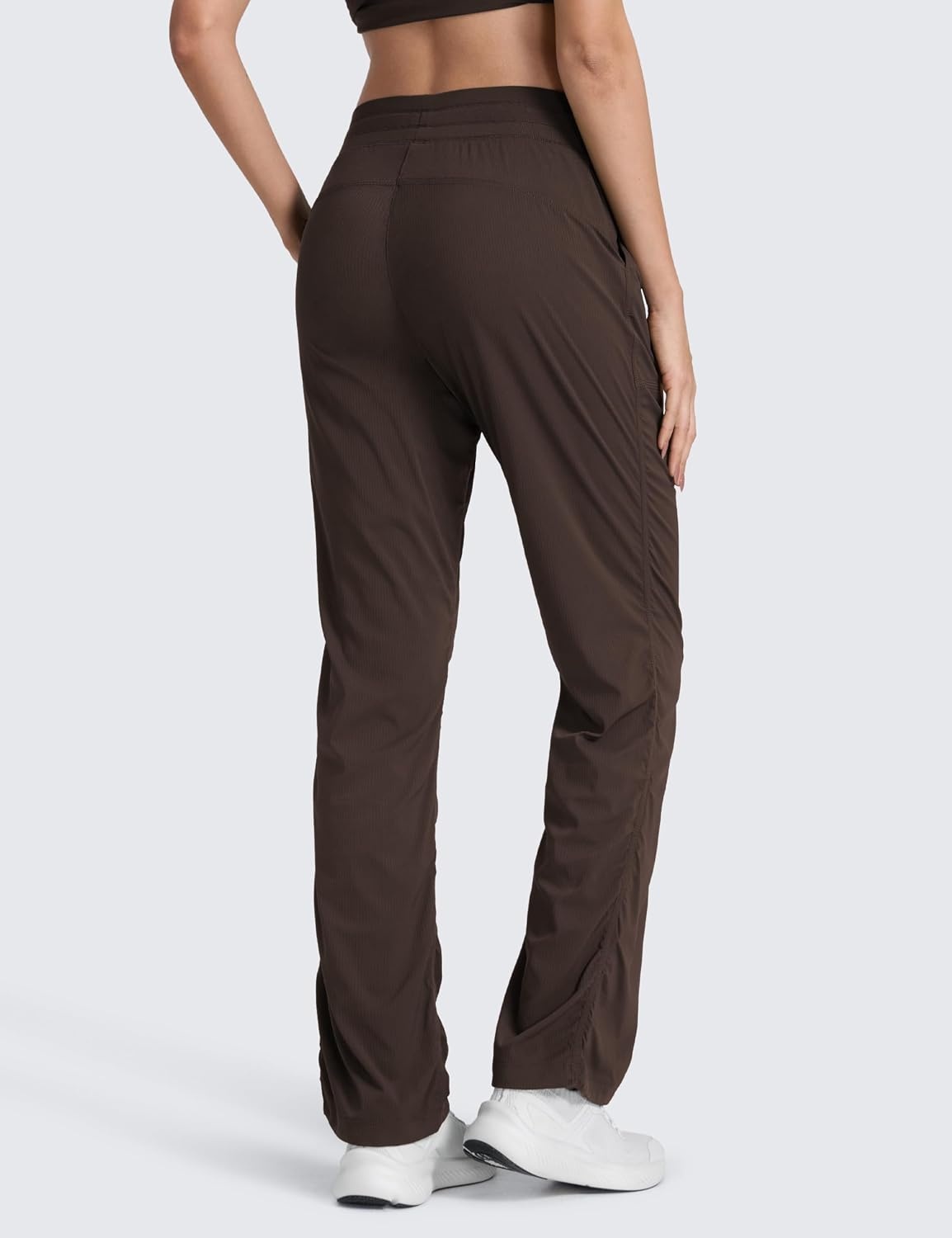 image:imageCRZ YOGA Lightweight Straight Leg Workout Pants for Women 283032 Ruched Casual Work Athletic Joggers with PocketsHot Fudge Brown
