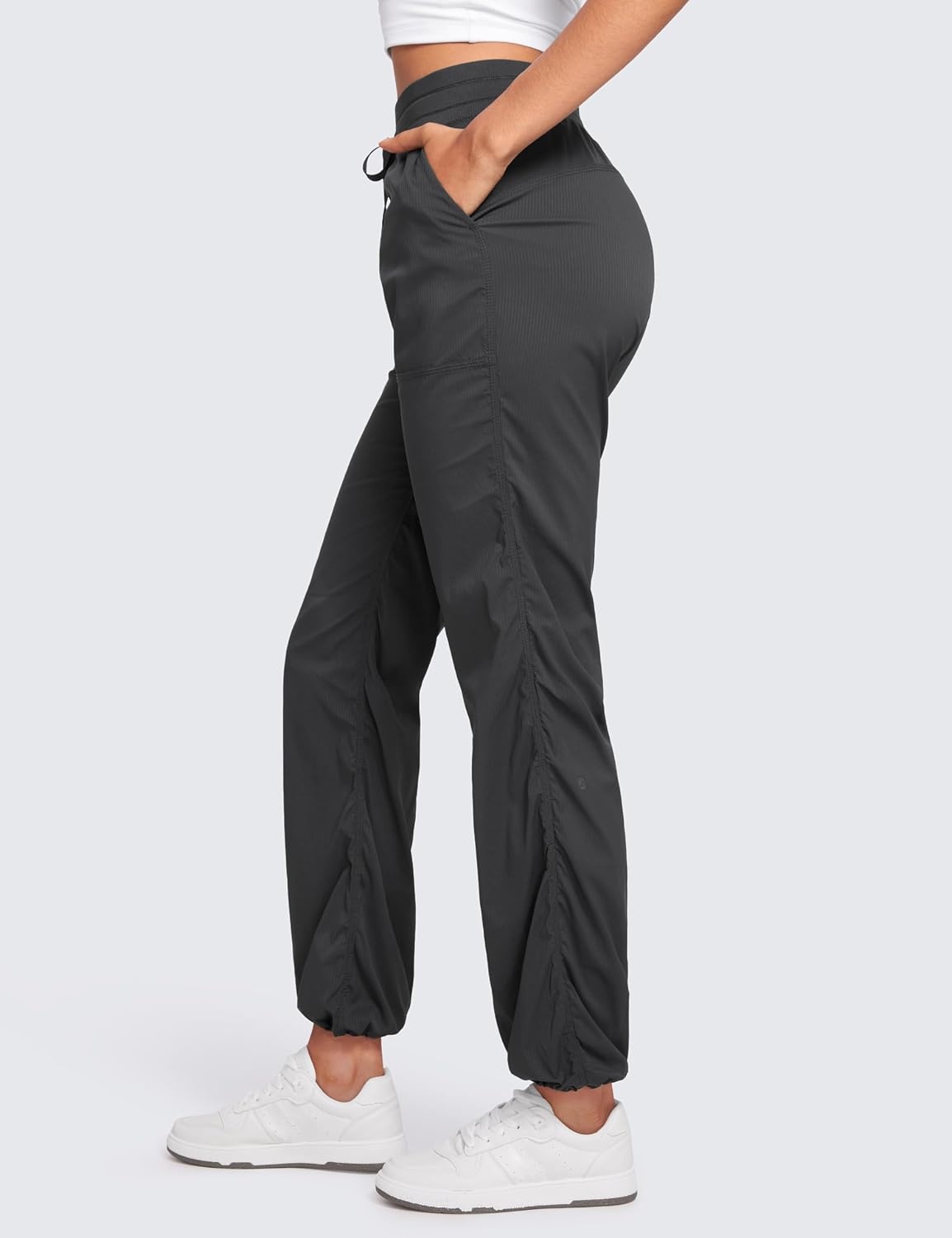 image:imageCRZ YOGA Lightweight Straight Leg Workout Pants for Women 283032 Ruched Casual Work Athletic Joggers with PocketsInk Gray