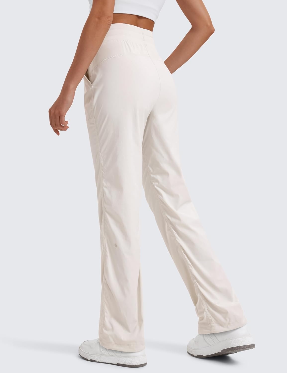 image:imageCRZ YOGA Lightweight Straight Leg Workout Pants for Women 283032 Ruched Casual Work Athletic Joggers with PocketsMilky White Bone