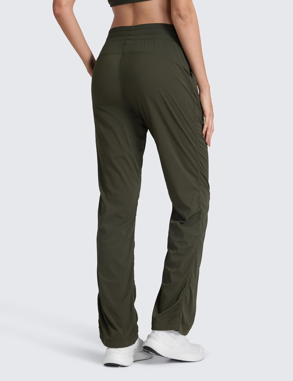 image:imageCRZ YOGA Lightweight Straight Leg Workout Pants for Women 283032 Ruched Casual Work Athletic Joggers with PocketsOlive Green