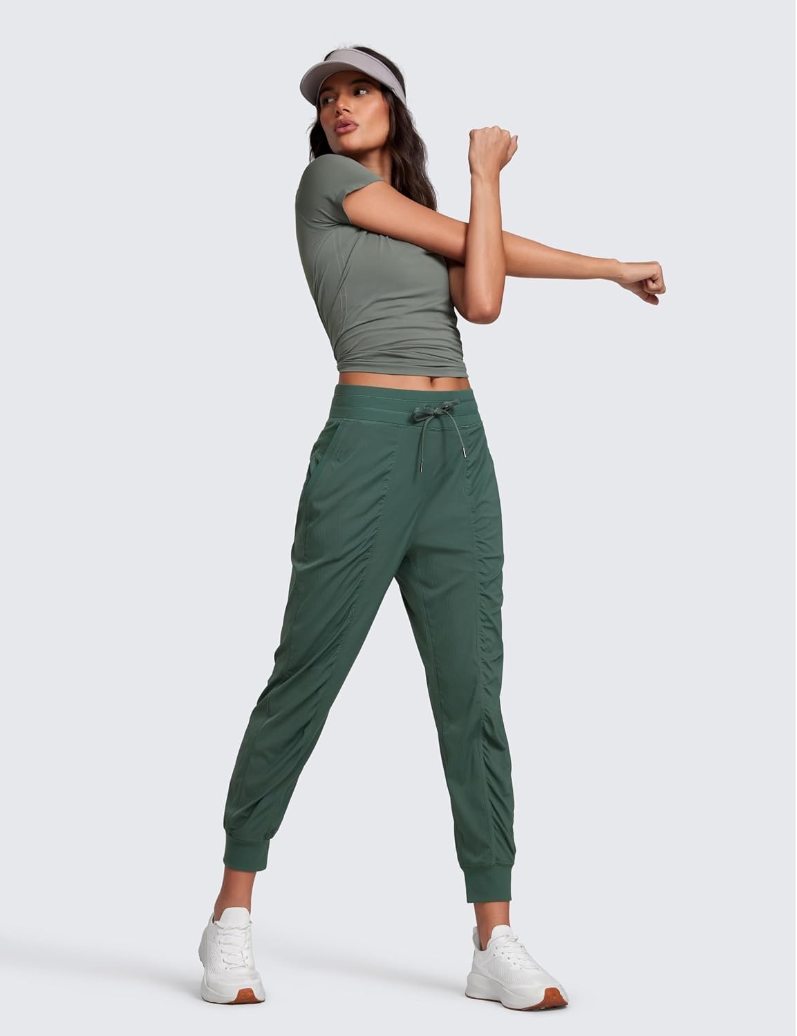 image:imageCRZ YOGA Lightweight Workout Joggers for Women 26285305 Outdoor Running Casual Pants with PocketsDark Forest Green
