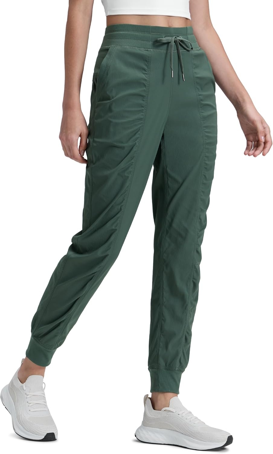image:imageCRZ YOGA Lightweight Workout Joggers for Women 26285305 Outdoor Running Casual Pants with PocketsDark Forest Green