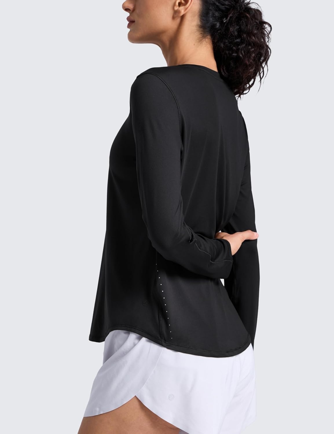 image:imageCRZ YOGA Lightweight Workout Long Sleeve Shirts for Women Gym Running Fall Athletic Training TShirts High Neck TopsBlack