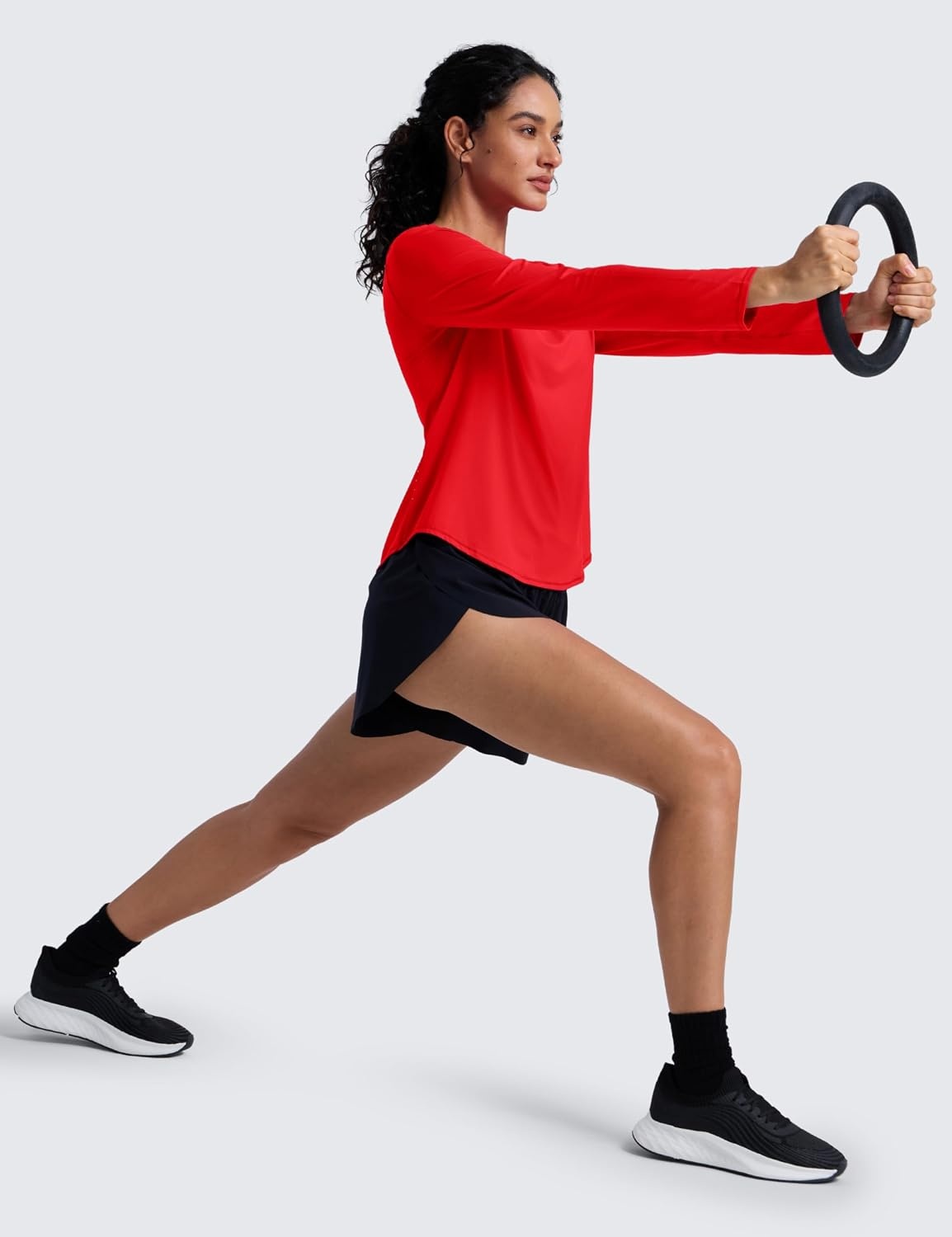 image:imageCRZ YOGA Lightweight Workout Long Sleeve Shirts for Women Gym Running Fall Athletic Training TShirts High Neck TopsDeep Red