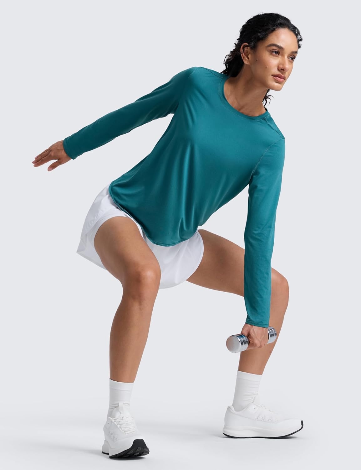 image:imageCRZ YOGA Lightweight Workout Long Sleeve Shirts for Women Gym Running Fall Athletic Training TShirts High Neck TopsGreen Jade
