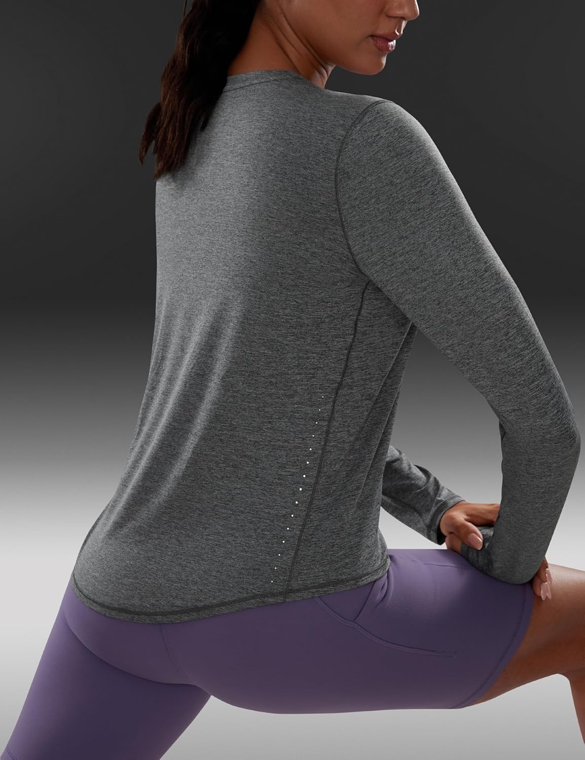 image:imageCRZ YOGA Lightweight Workout Long Sleeve Shirts for Women Gym Running Fall Athletic Training TShirts High Neck TopsPlatinum Heather