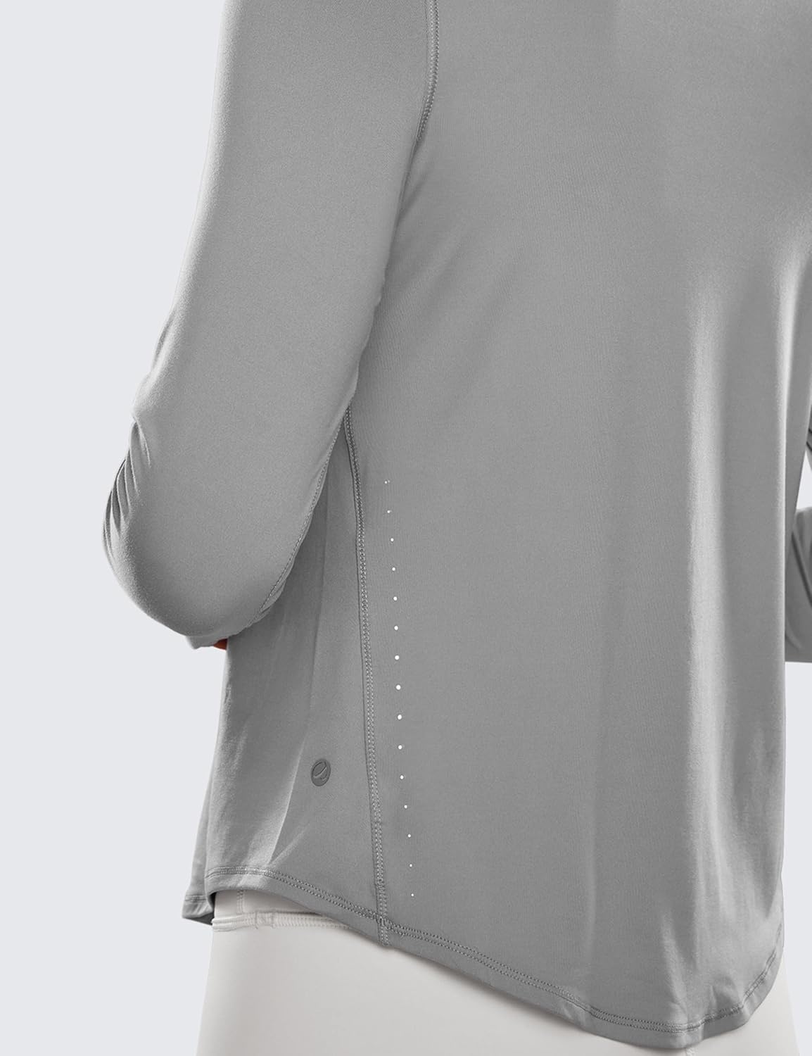 image:imageCRZ YOGA Lightweight Workout Long Sleeve Shirts for Women Gym Running Fall Athletic Training TShirts High Neck TopsSilver Gray