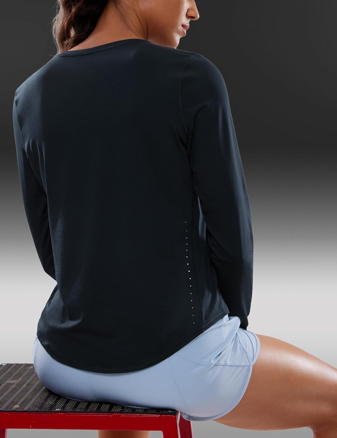 image:imageCRZ YOGA Lightweight Workout Long Sleeve Shirts for Women Gym Running Fall Athletic Training TShirts High Neck TopsTrue Navy