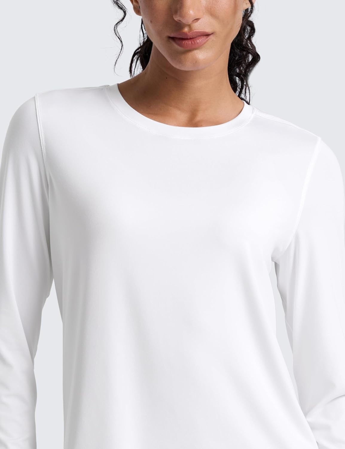 image:imageCRZ YOGA Lightweight Workout Long Sleeve Shirts for Women Gym Running Fall Athletic Training TShirts High Neck TopsWhite
