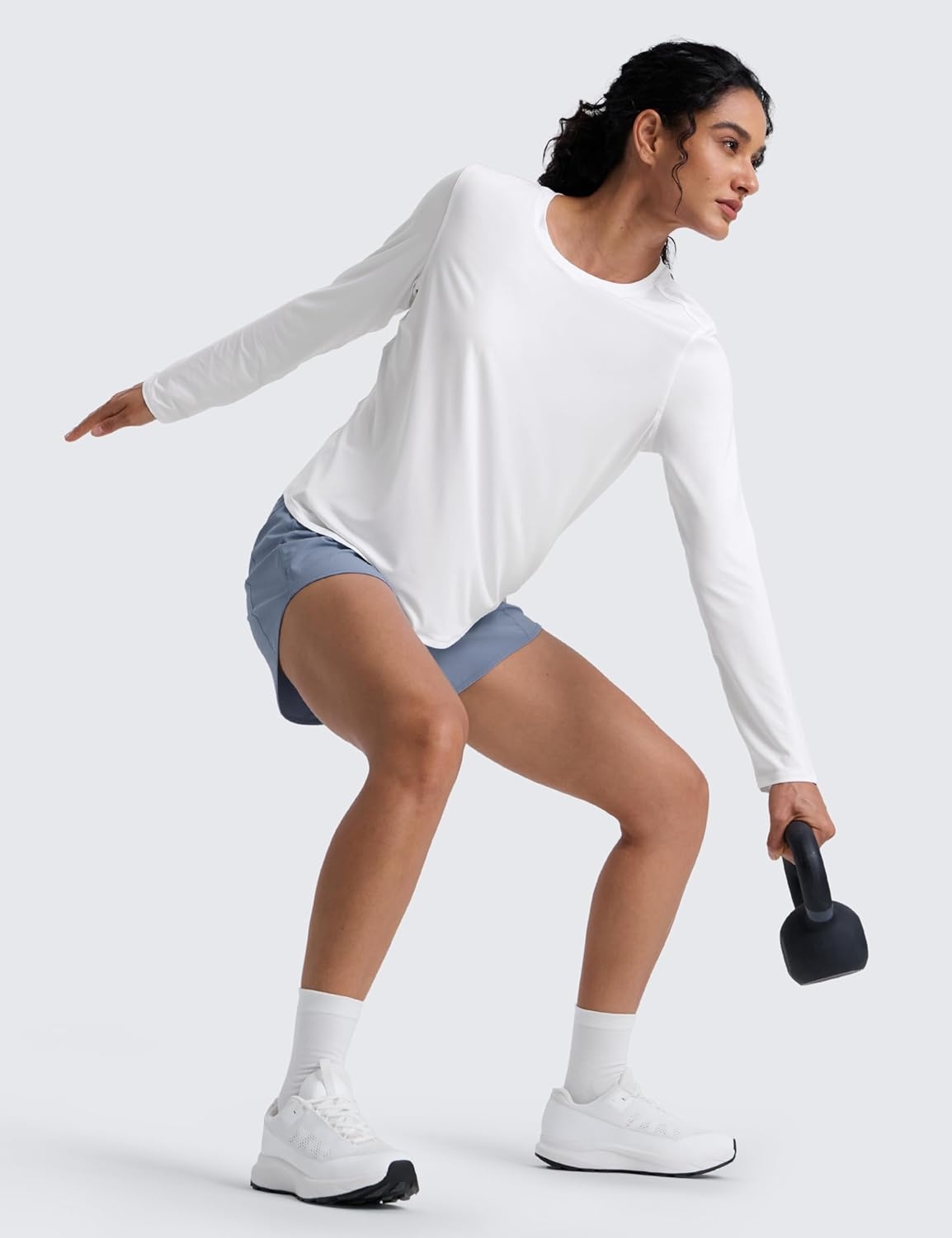 image:imageCRZ YOGA Lightweight Workout Long Sleeve Shirts for Women Gym Running Fall Athletic Training TShirts High Neck TopsWhite